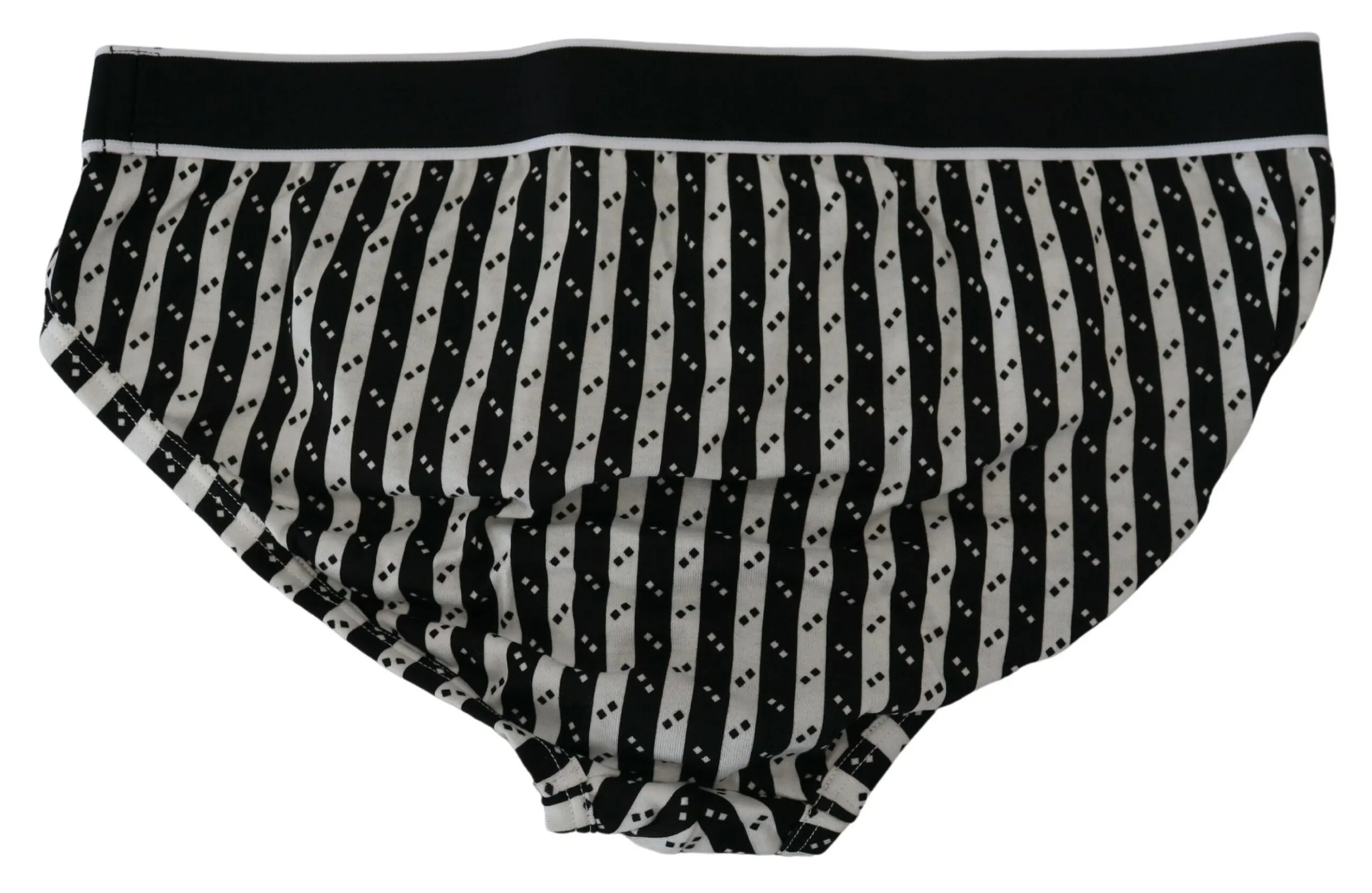 Dolce & Gabbana Men's Elegant Striped Cotton Briefs - Black and White