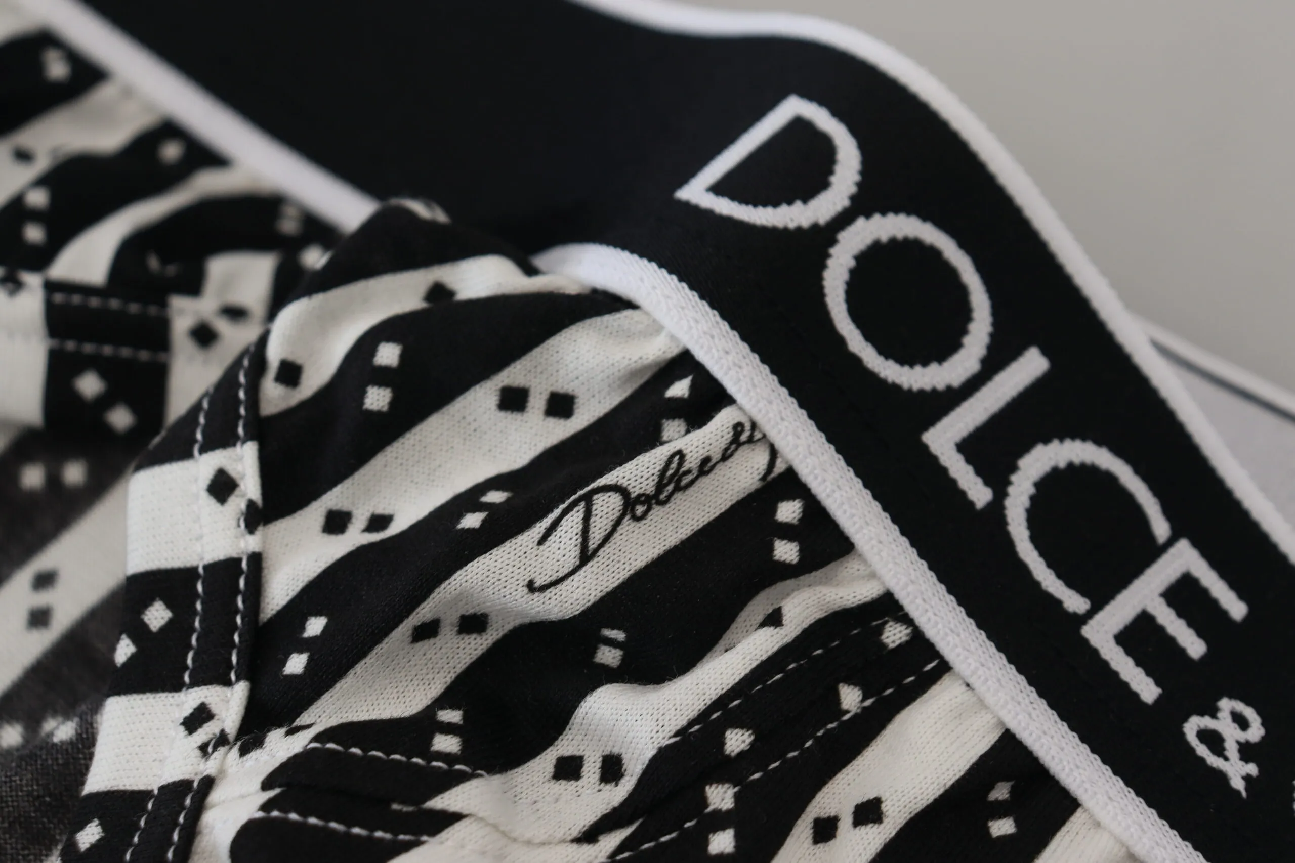 Dolce & Gabbana Men's Elegant Striped Cotton Briefs - Black and White