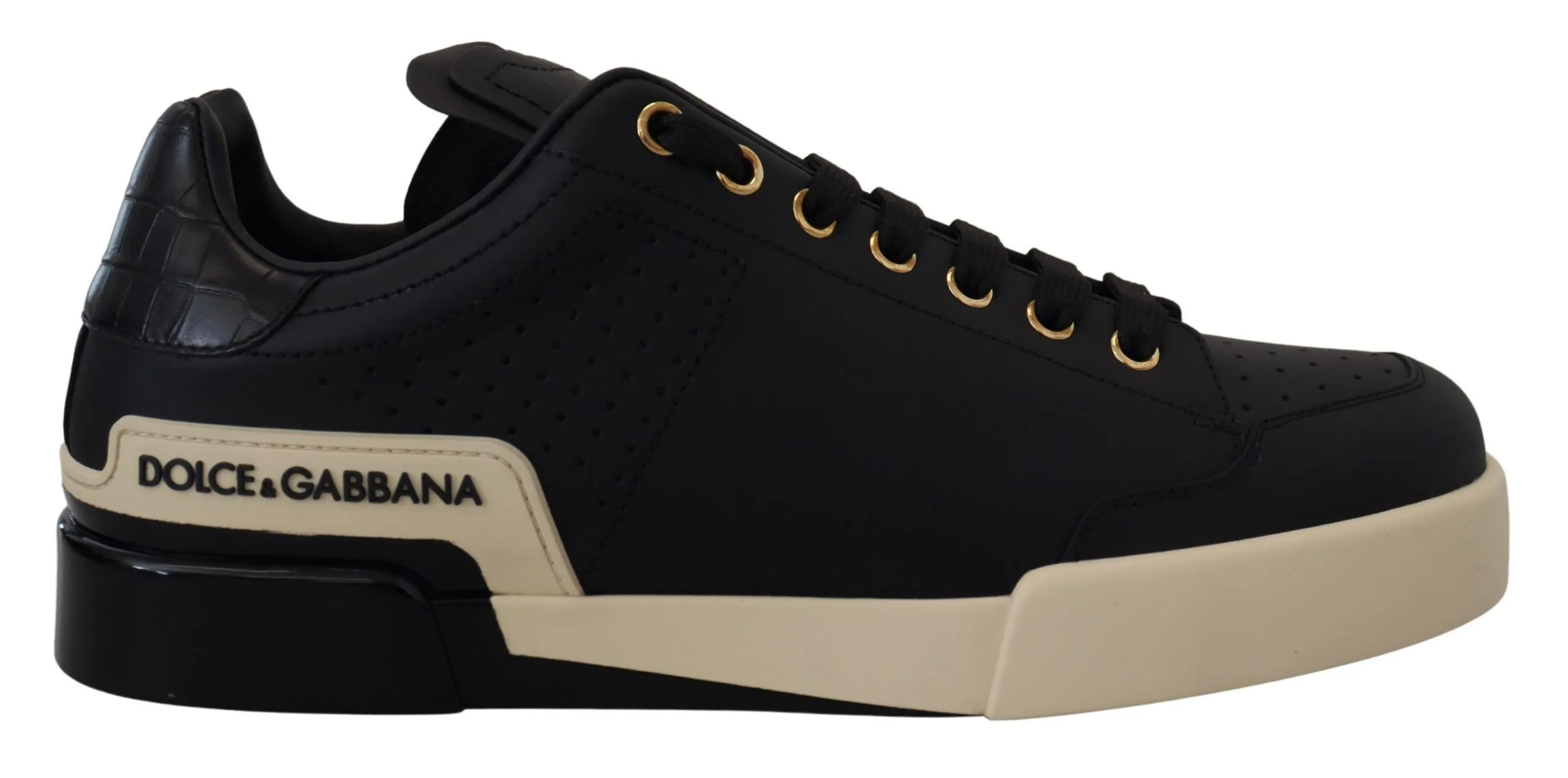 Dolce & Gabbana Men's Elegant Black Leather Low Top Sneakers