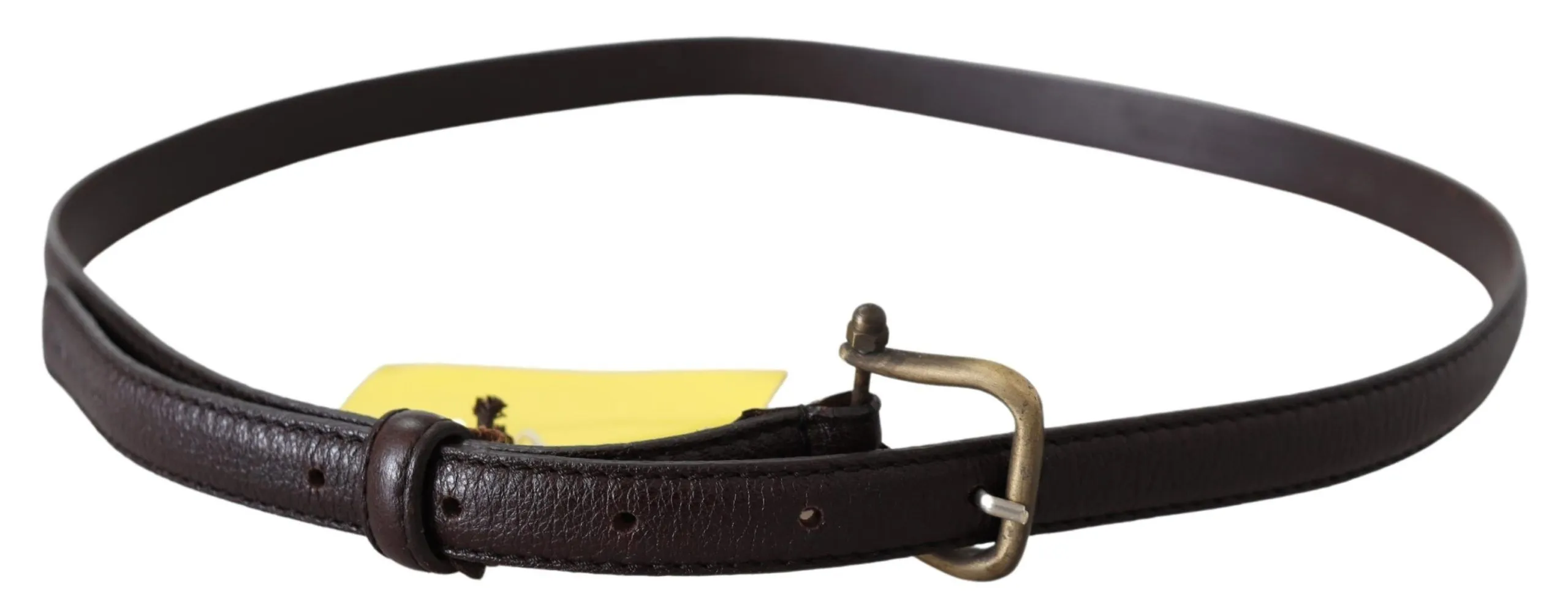 Scervino Street Women's Elegant Dark Brown Leather Belt with Bronze-Tone Hardware