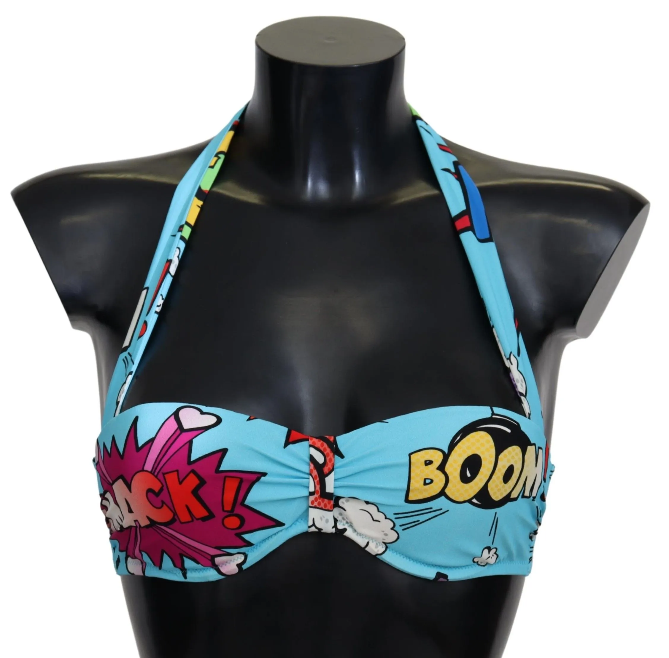 Dolce & Gabbana Women's Chic Light Blue Cartoon Print Bikini Top