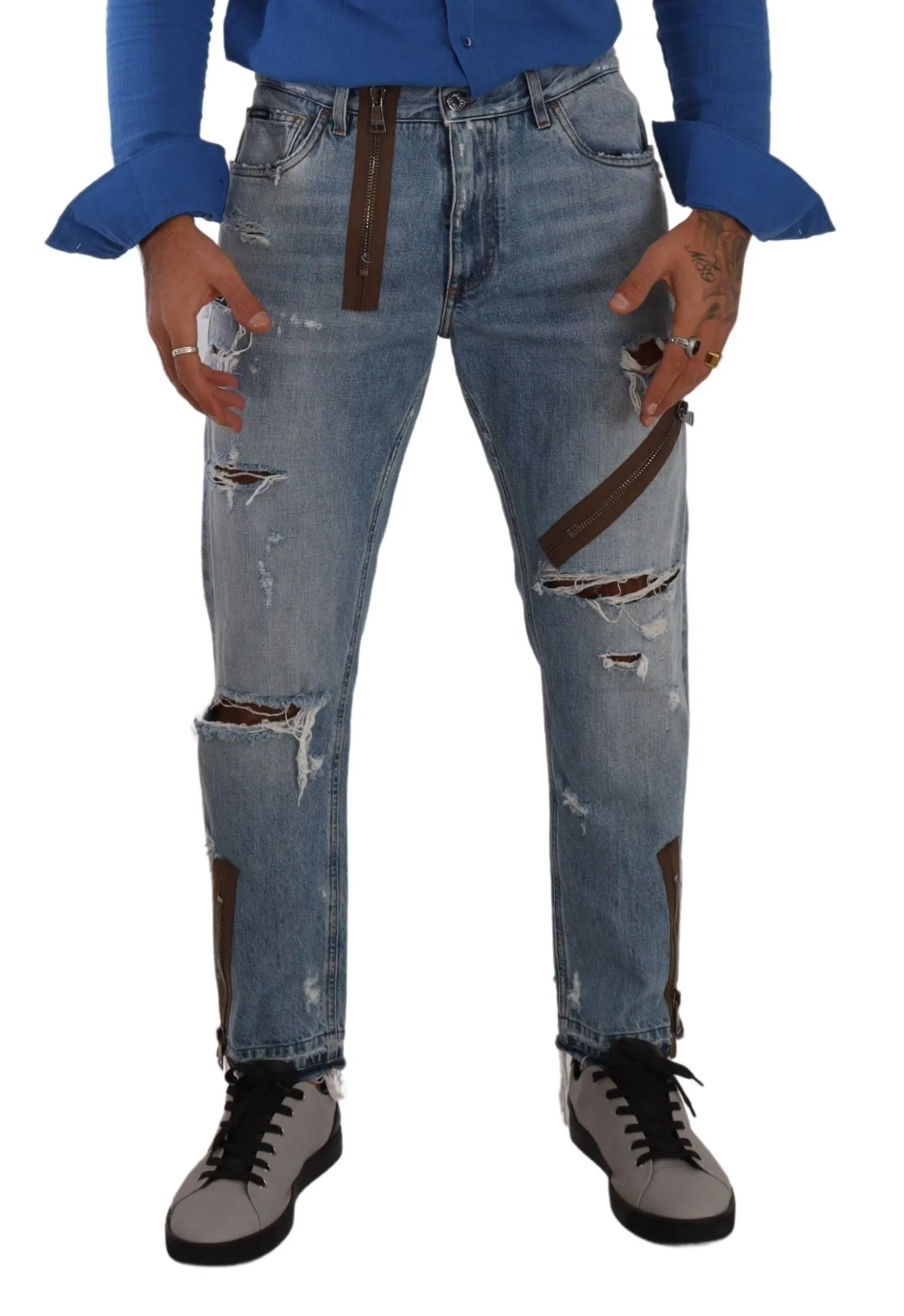 Dolce & Gabbana Men's Chic Light Blue Distressed Denim Jeans