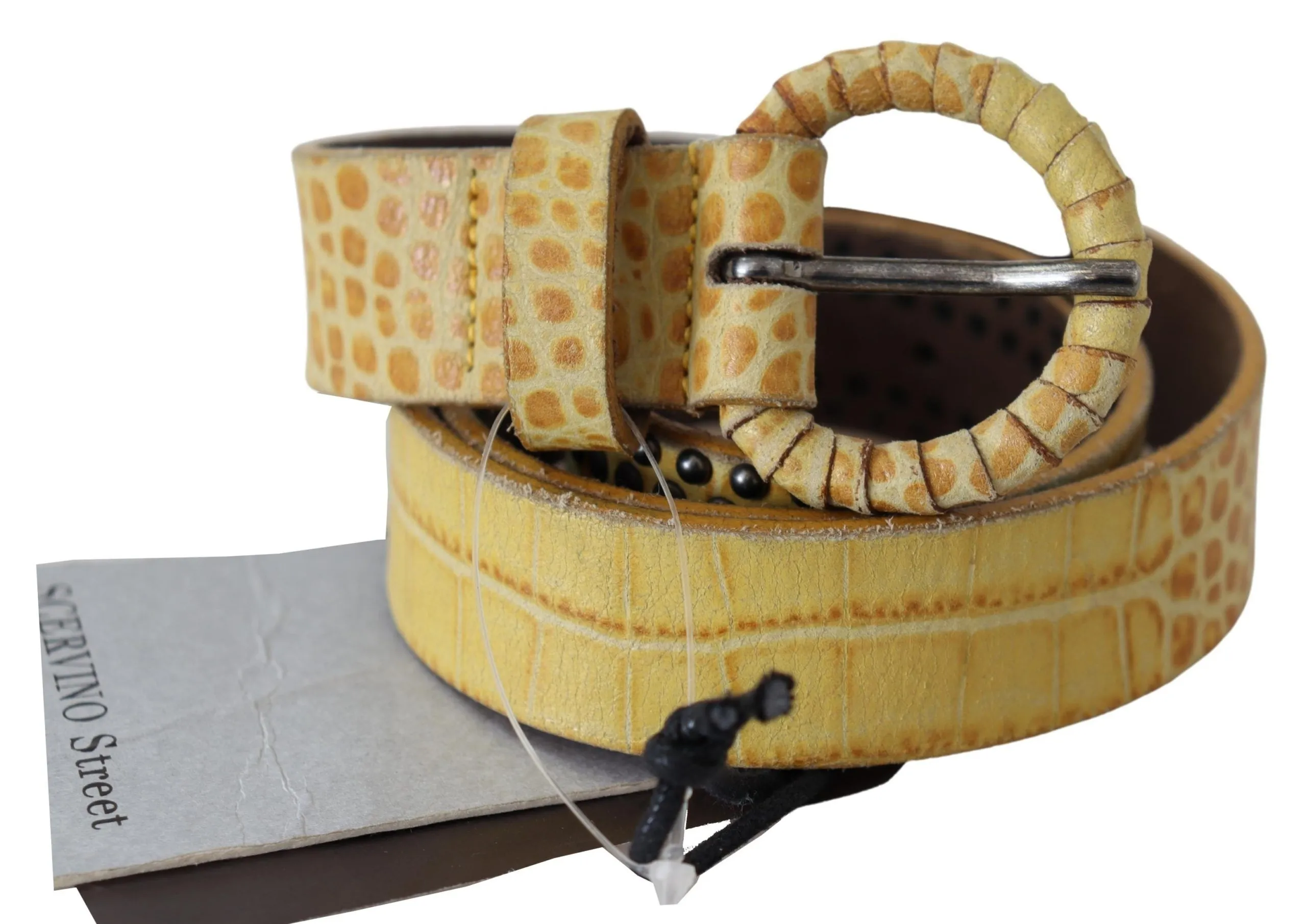 Ermanno Scervino Women's Sophisticated Beige Leather Belt with Snakeskin Accents
