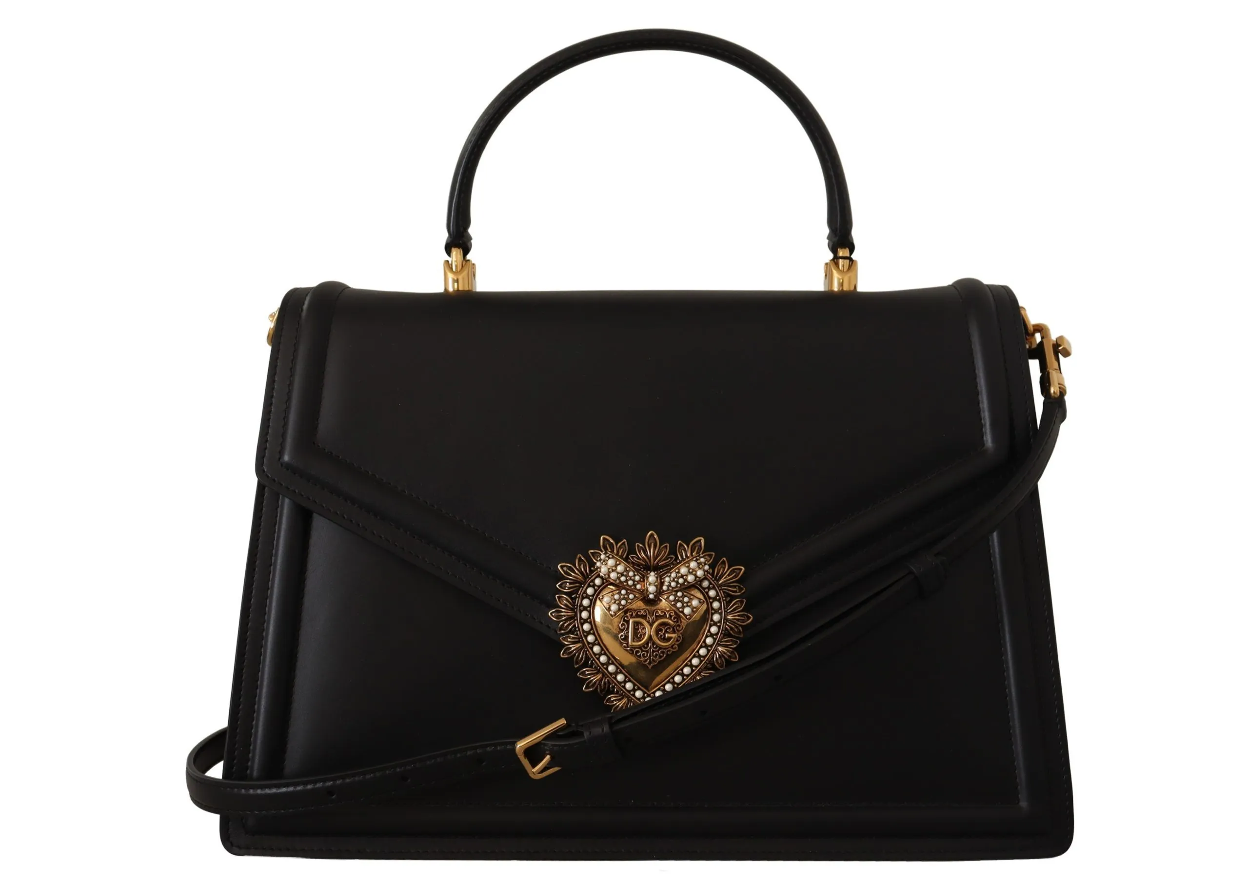 Dolce & Gabbana Women's Elegant Black Devotion Leather Shoulder Bag