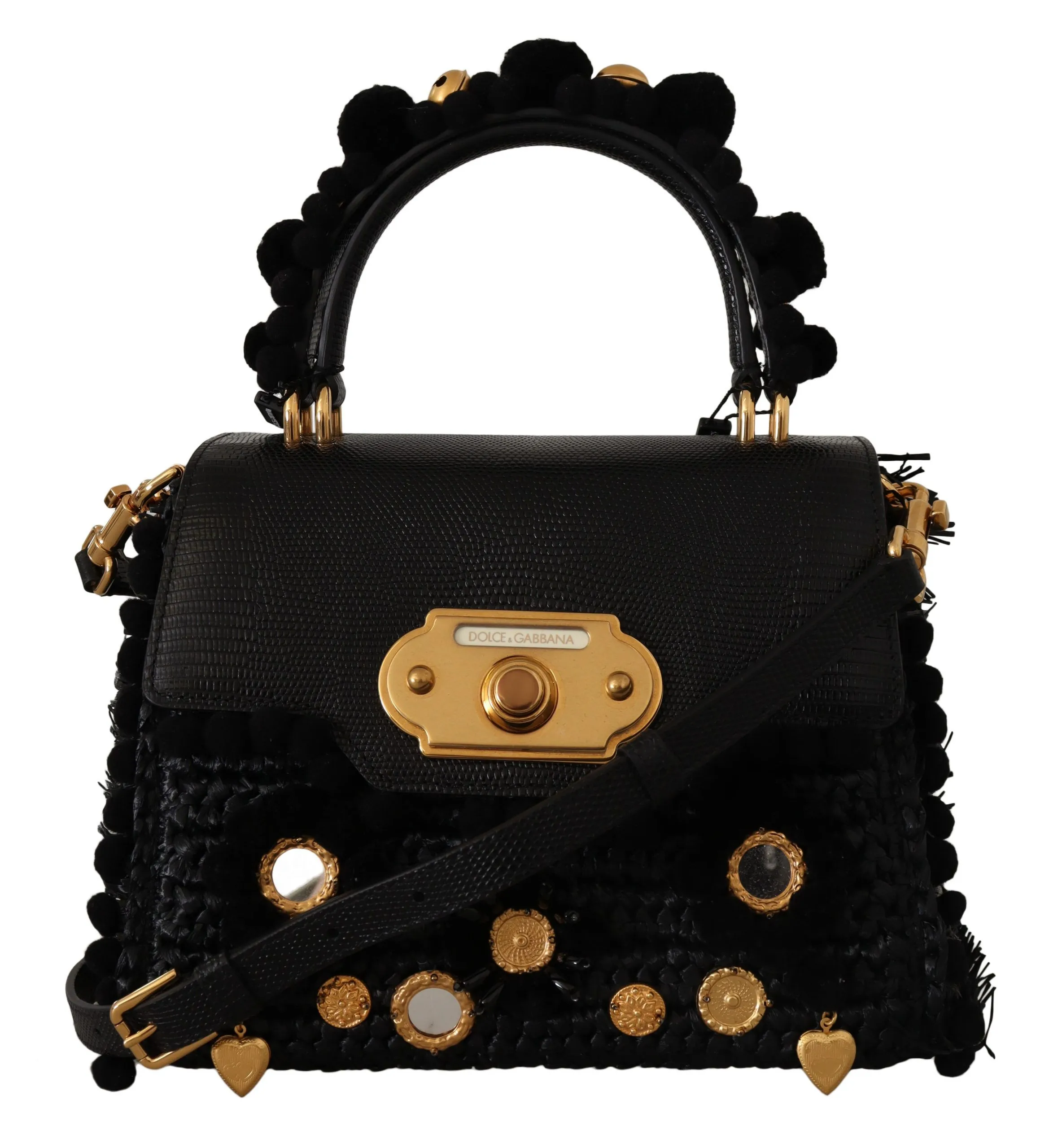 Dolce & Gabbana Women's Elegant Black Gold Detail Shoulder Bag