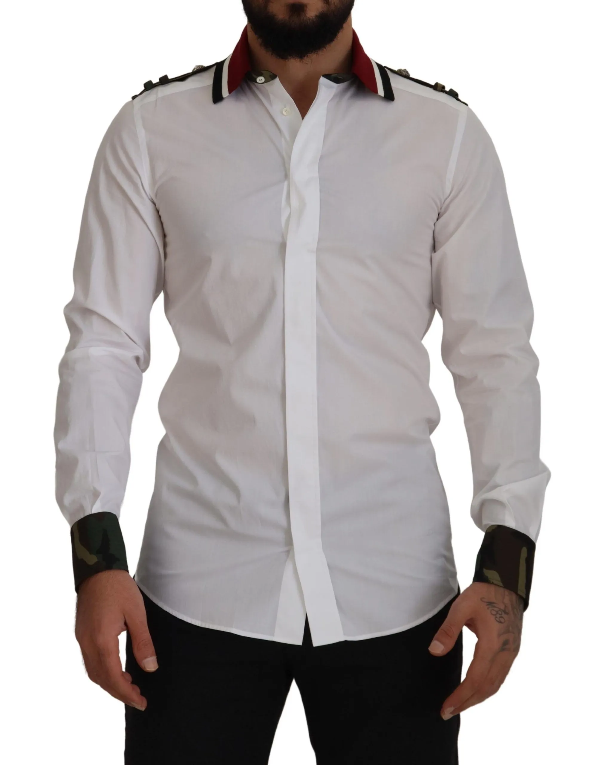 Dolce & Gabbana Men's Elegant Slim Fit White Cotton Dress Shirt