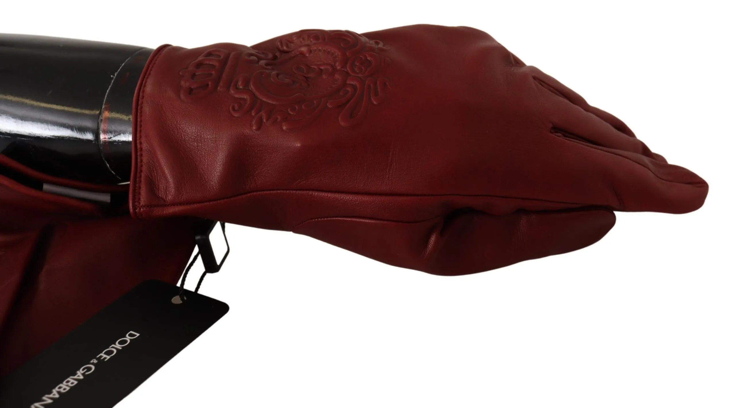 Dolce & Gabbana Men's Elegant Burgundy Leather Gloves for Men