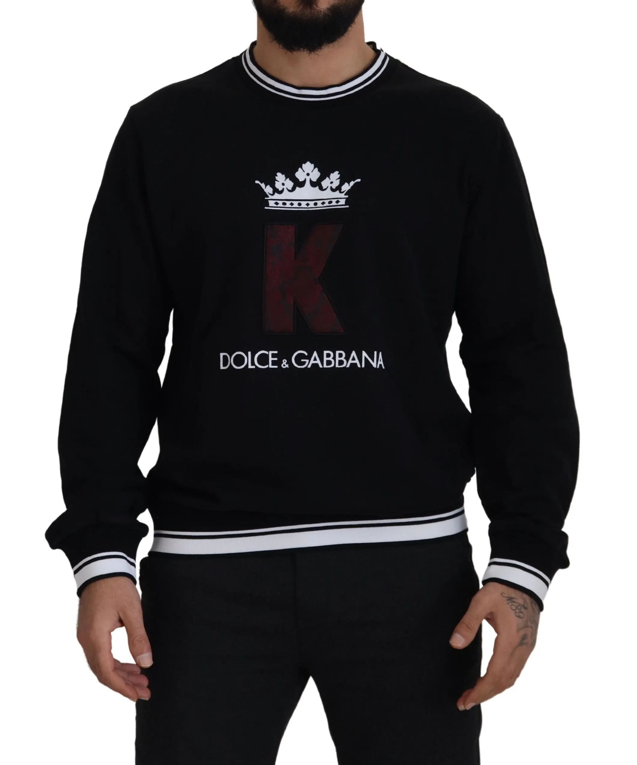 Dolce & Gabbana Men's Elegant Crewneck Cotton Pullover Sweater