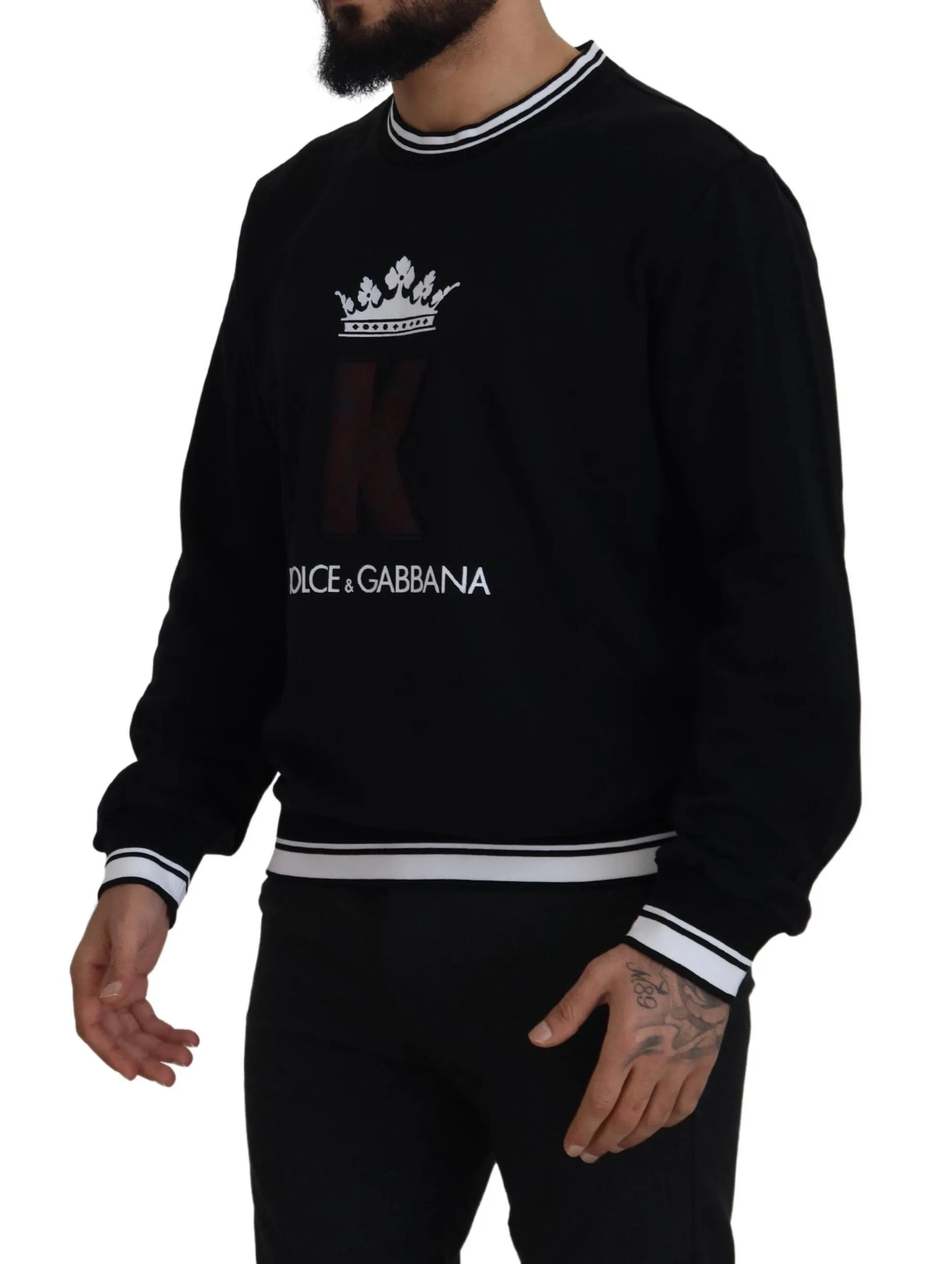 Dolce & Gabbana Men's Elegant Crewneck Cotton Pullover Sweater