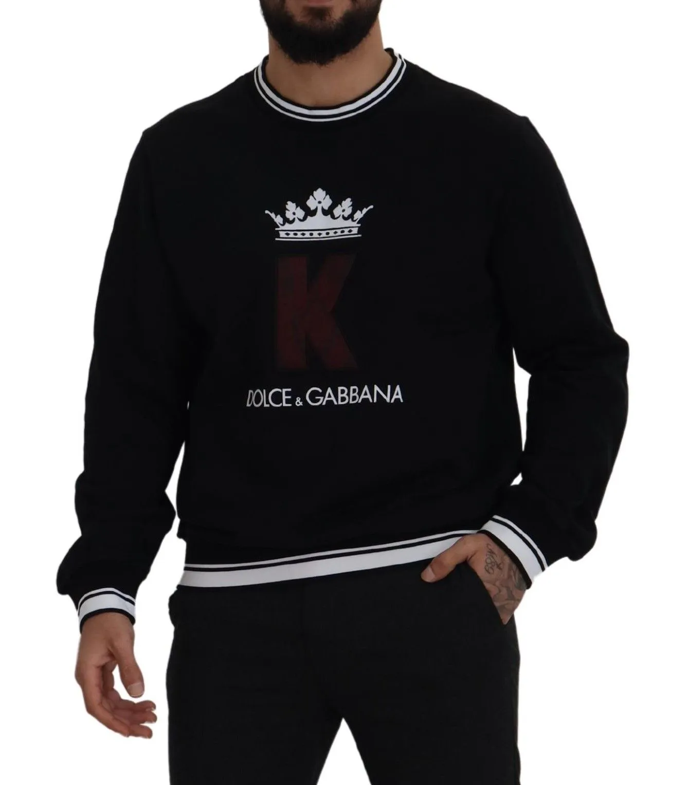 Dolce & Gabbana Men's Elegant Crewneck Cotton Pullover Sweater