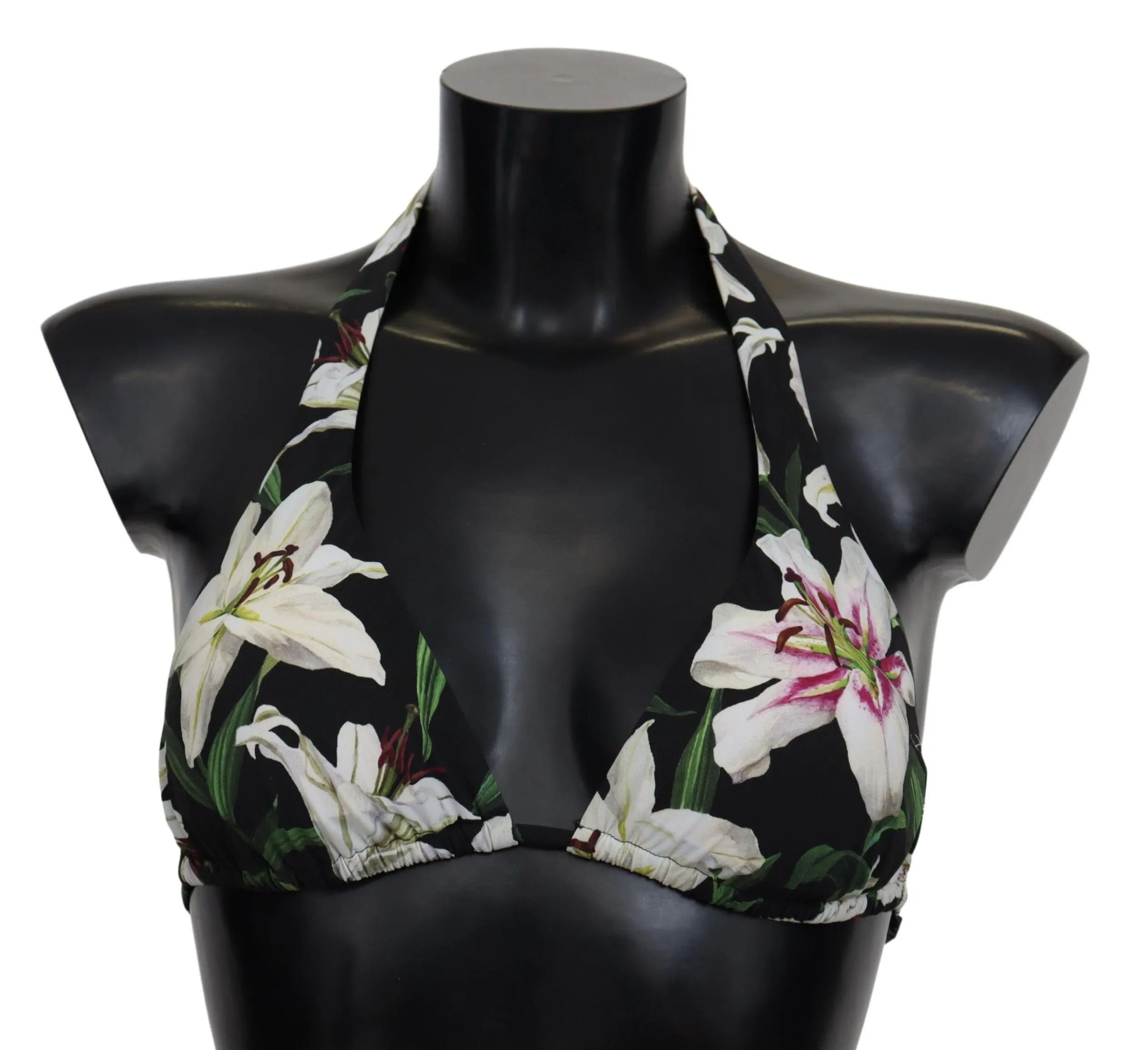 Dolce & Gabbana Women's Elegant Lilies Print Bikini Top for Summer Escapes