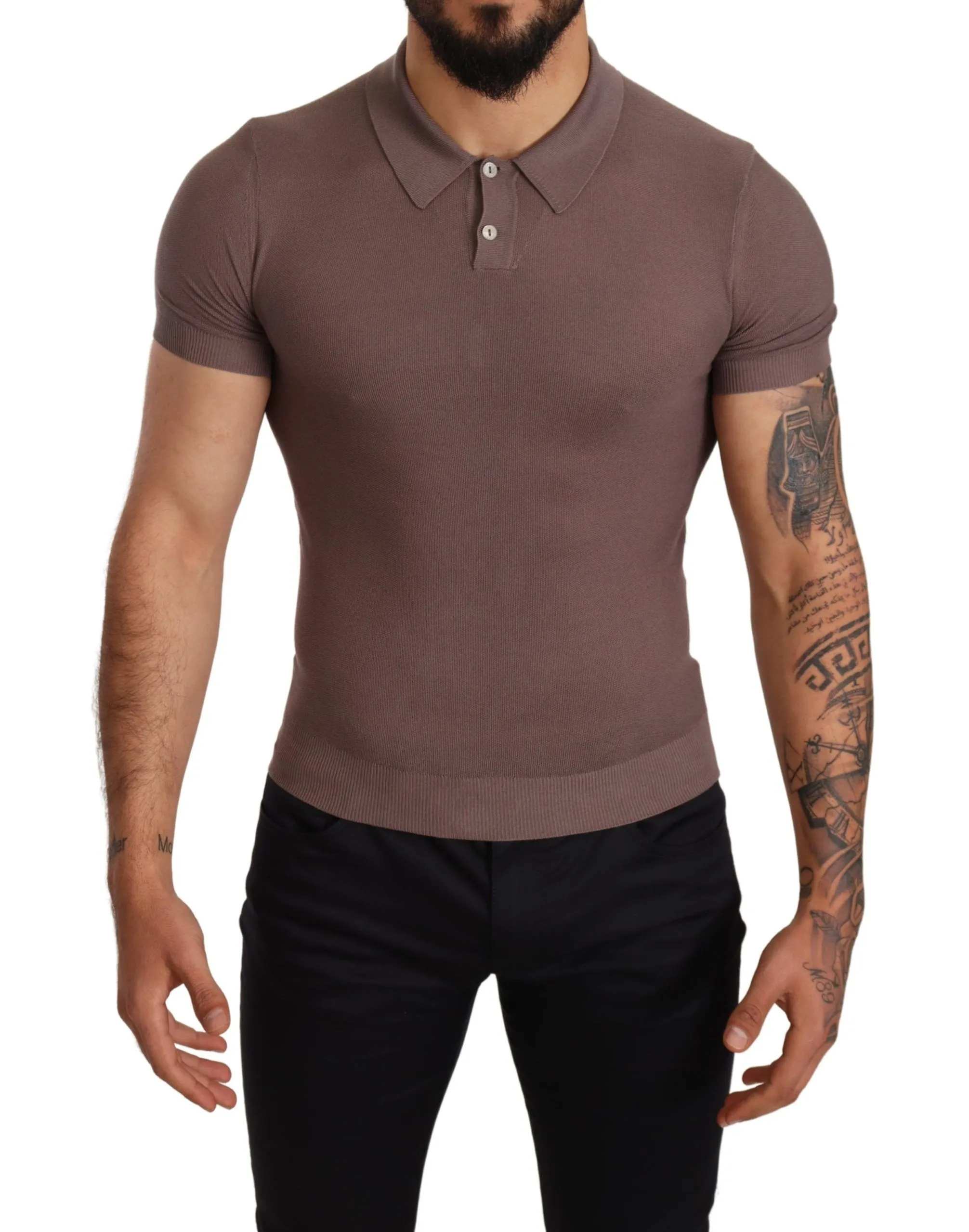 Dolce & Gabbana Men's Elegant Purple Silk Polo Shirt