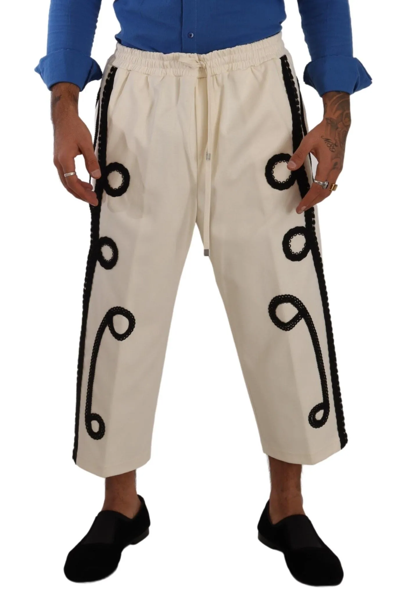Dolce & Gabbana Men's Elegant Off-White Cropped Torero Pants