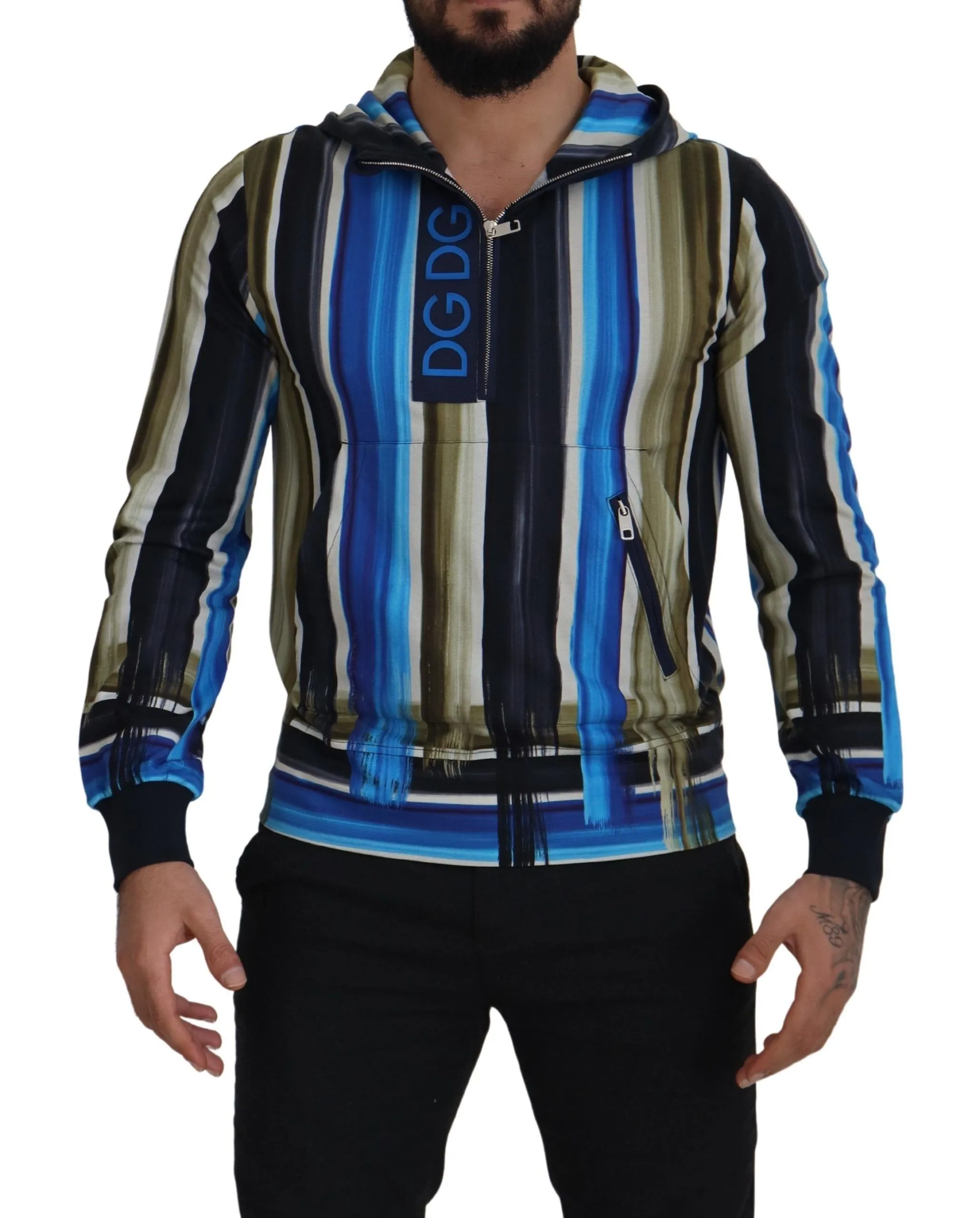 Dolce & Gabbana Men's Multicolor Striped Cotton Hoodie
