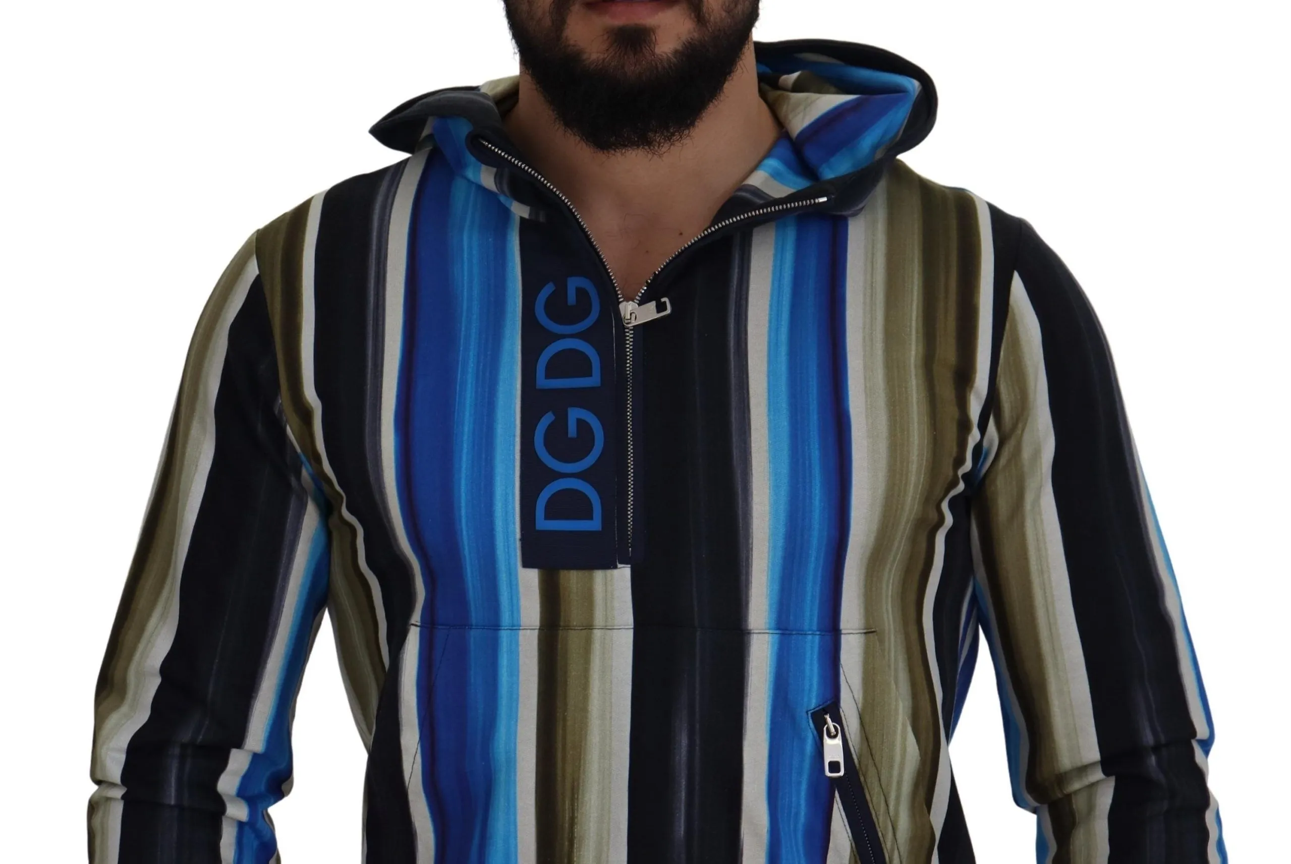 Dolce & Gabbana Men's Multicolor Striped Cotton Hoodie