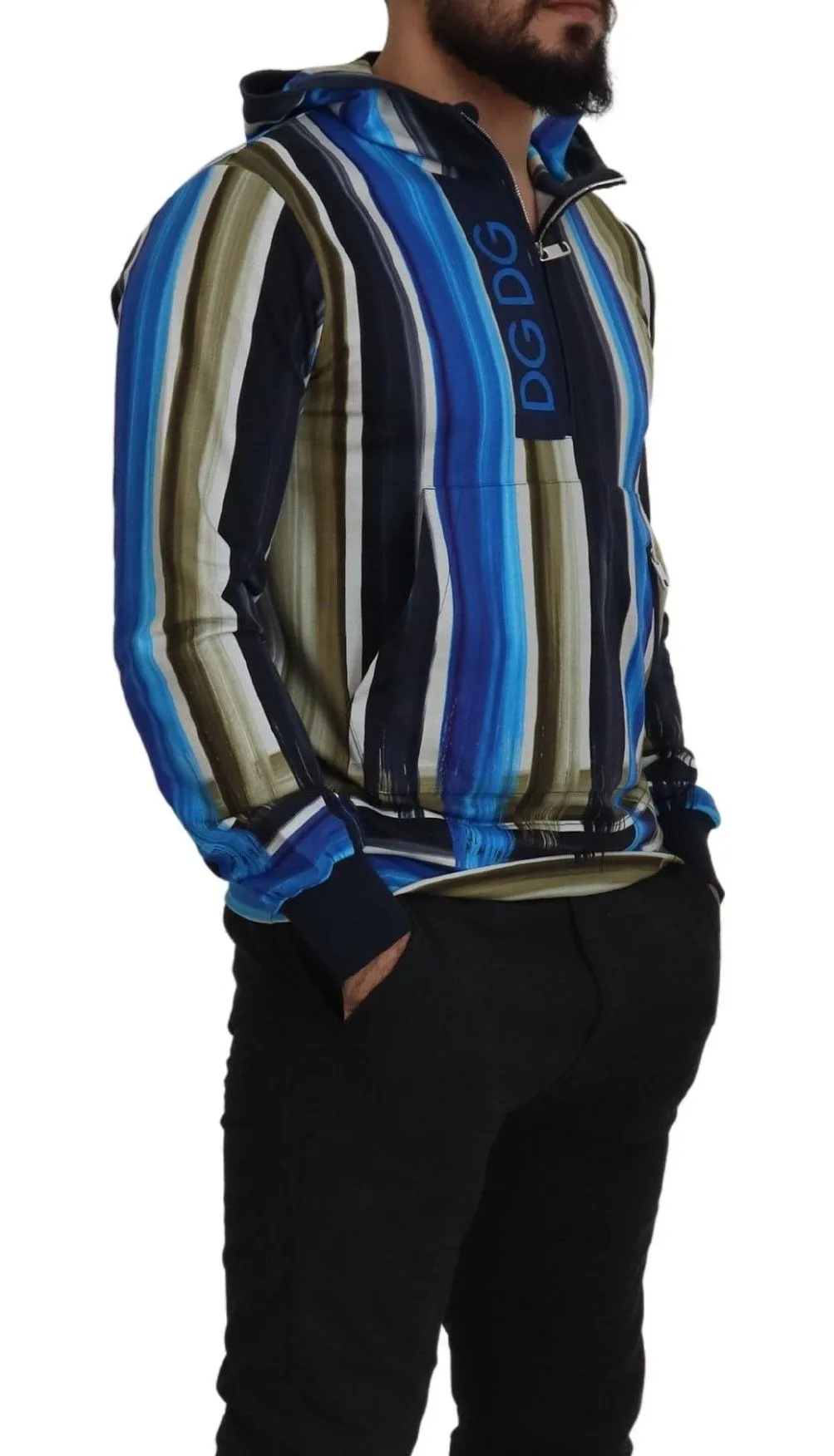 Dolce & Gabbana Men's Multicolor Striped Cotton Hoodie