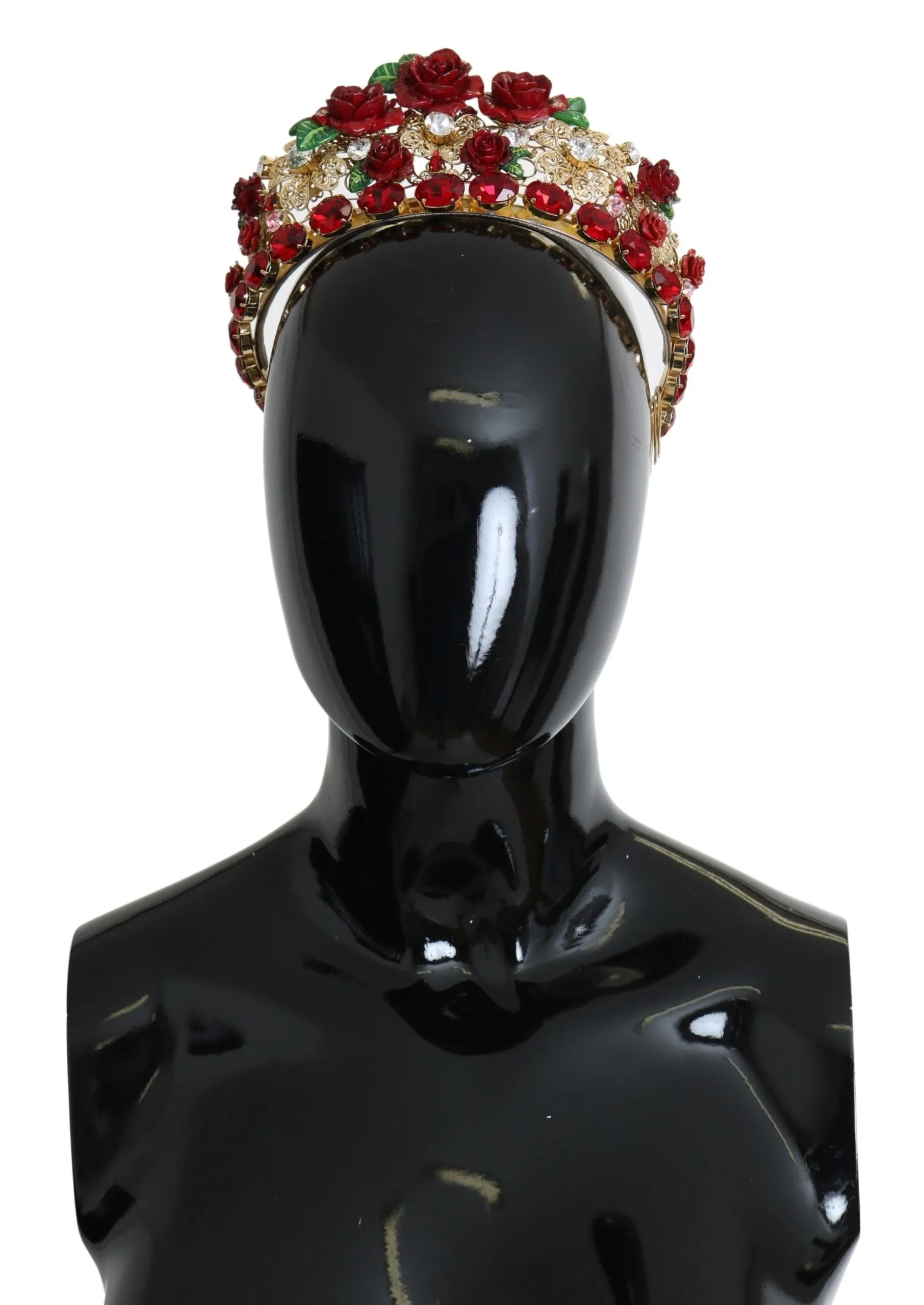 Dolce & Gabbana Women's Gold Crystal Rose Rouge Headband Crown Diadem