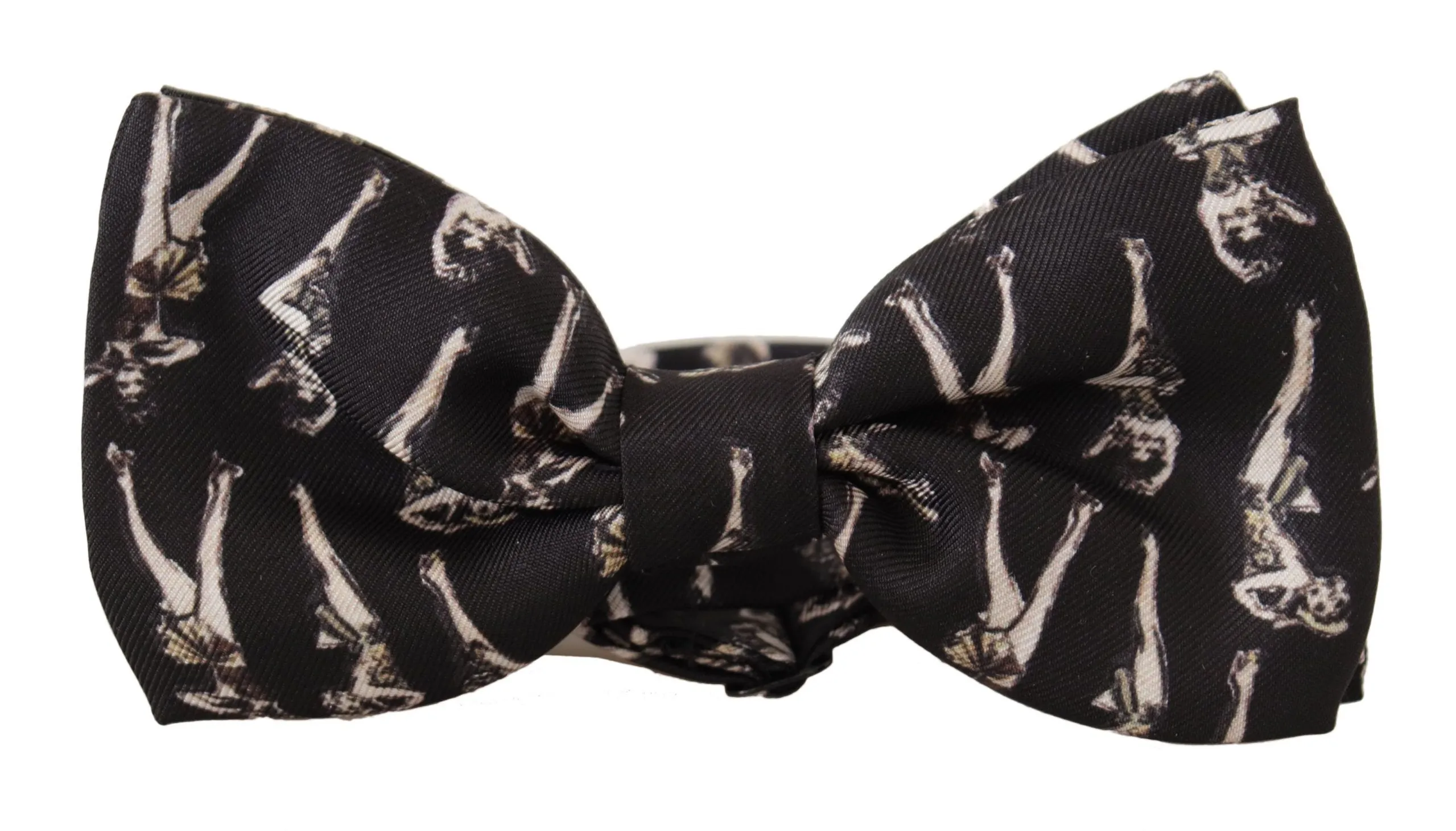 Dolce & Gabbana Men's Elegant Black and White Silk Bow Tie