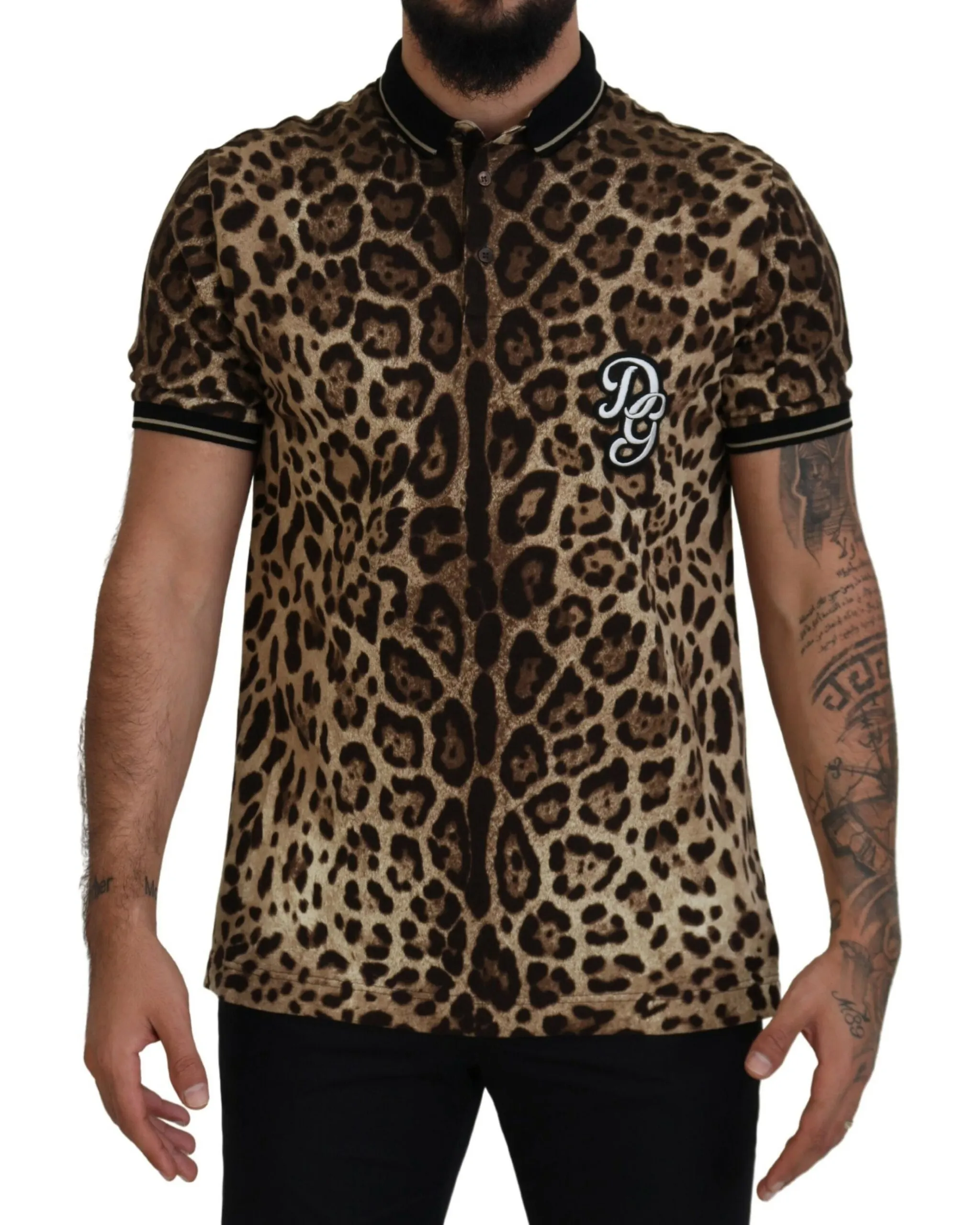 Dolce & Gabbana Men's Leopard Print Cotton Casual Tee