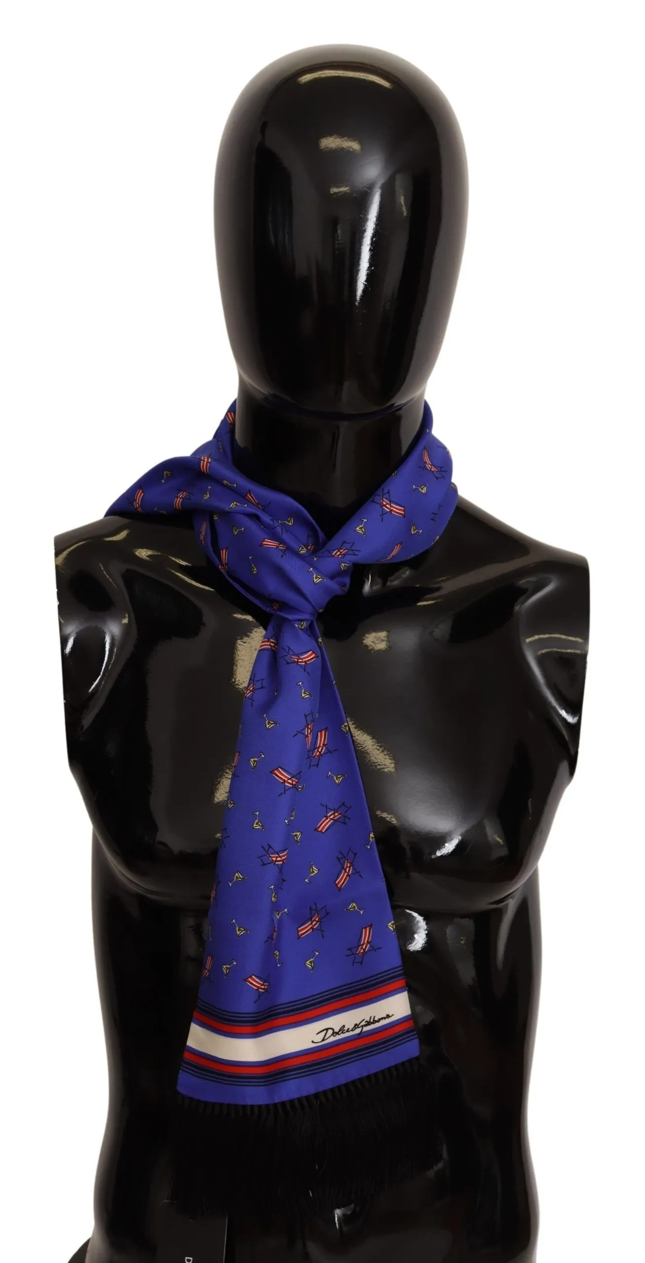 Dolce & Gabbana Women's Elegant Purple Silk Scarf with Cocktail Print