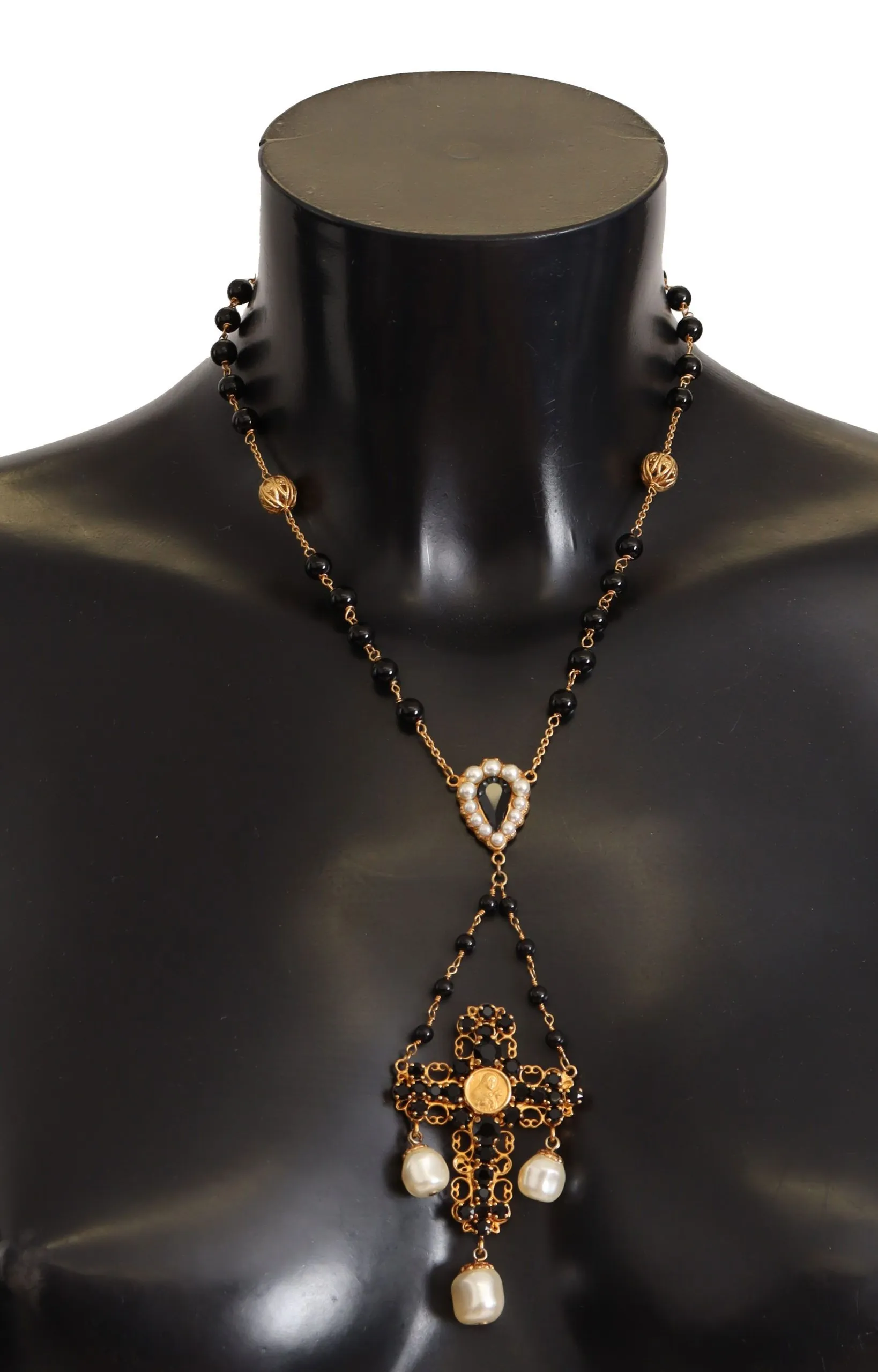 Dolce & Gabbana Women's Elegant Charm Cross Necklace in Gold Tone