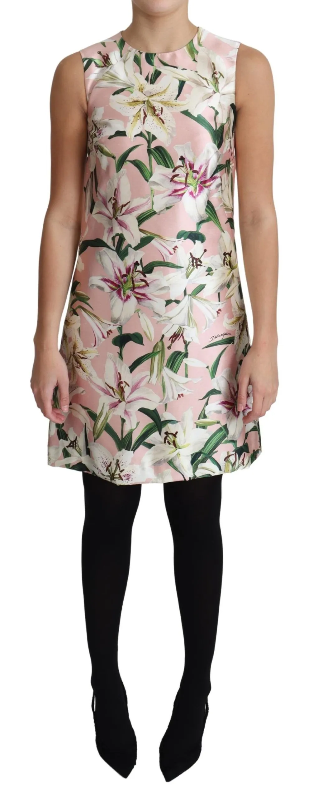 Dolce & Gabbana Women's Floral A-Line Mini Silk Dress in Pink