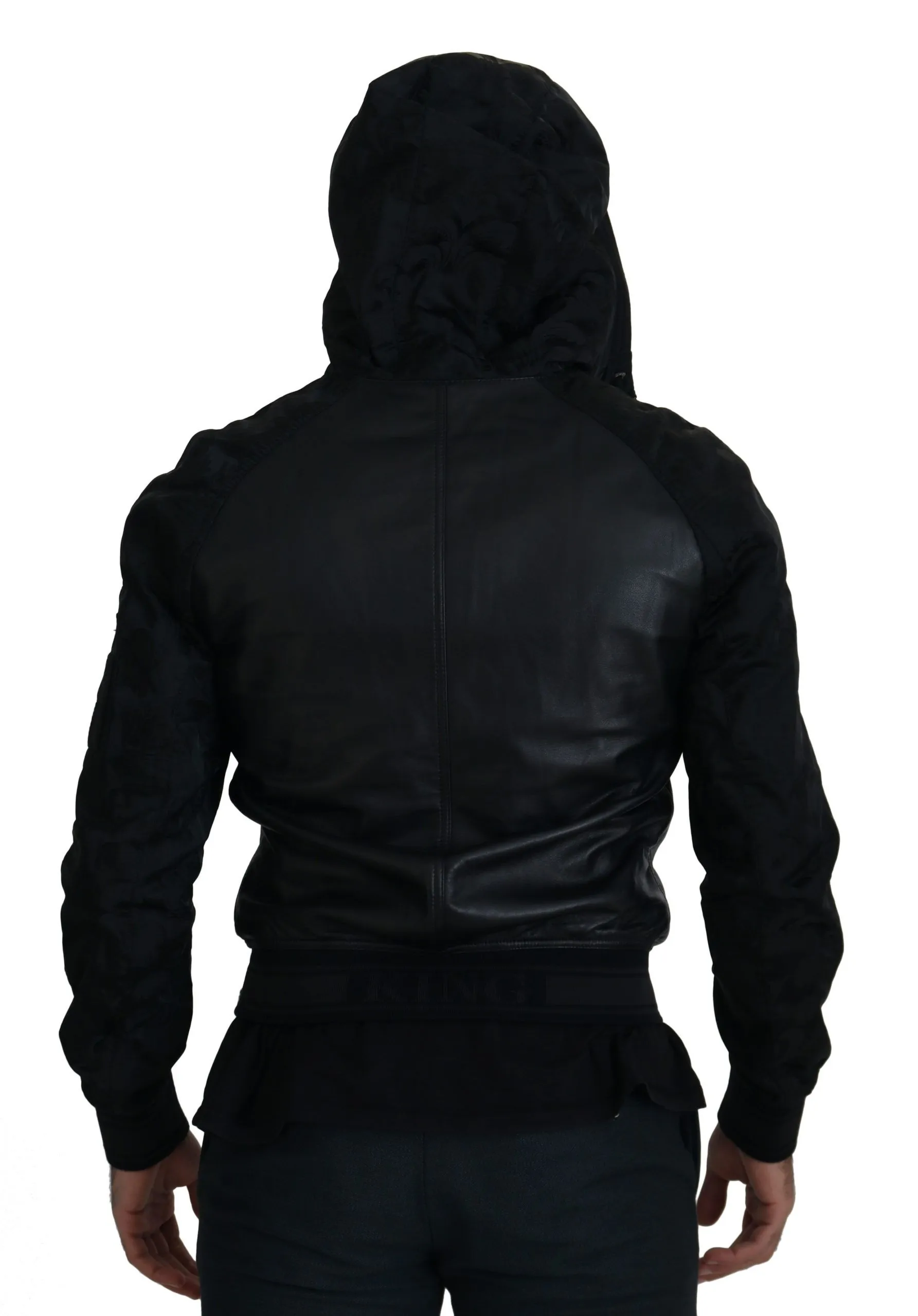 Dolce & Gabbana Men's Sleek Leather Hooded Bomber Jacket