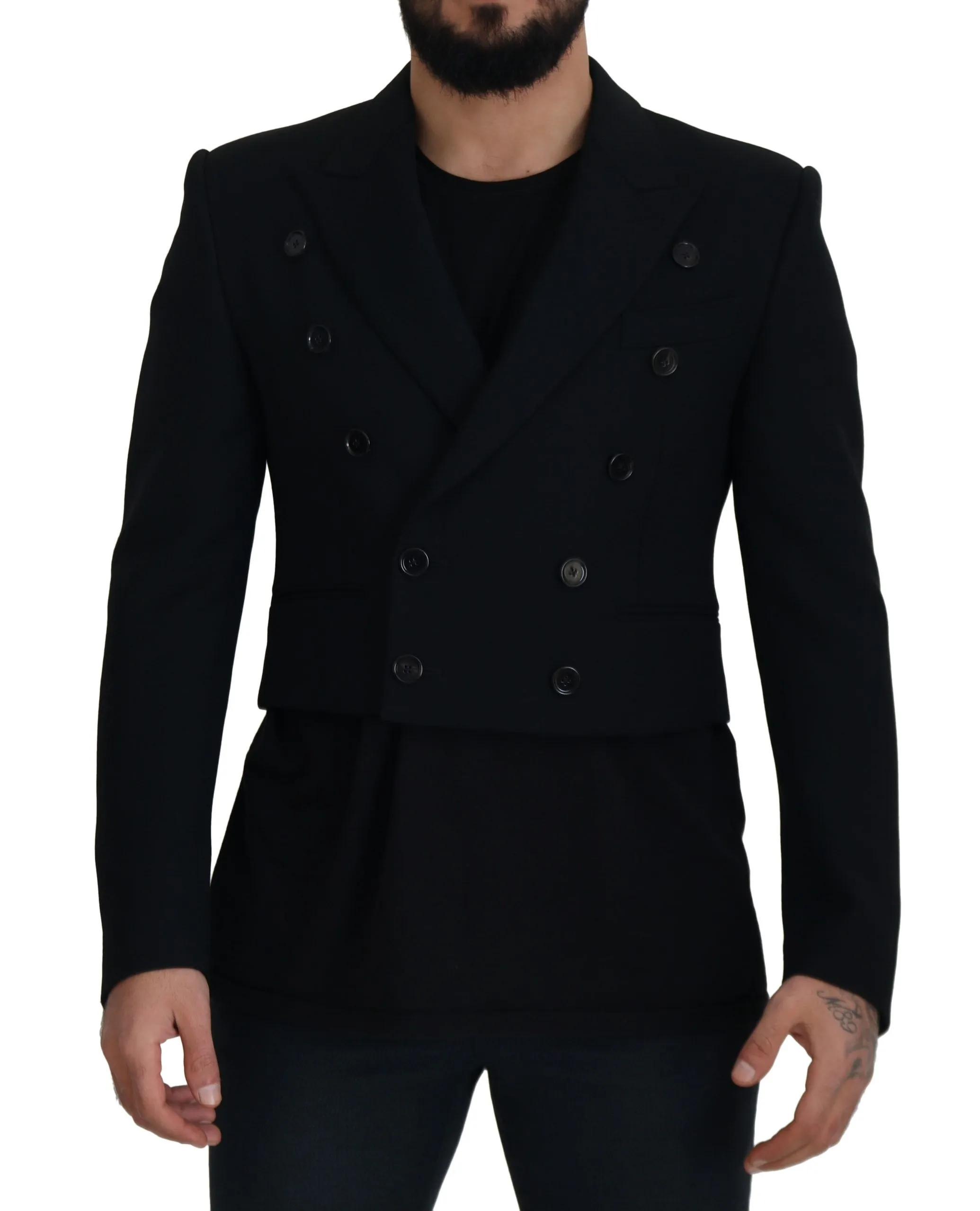 Dolce & Gabbana Men's Elegant Black Double Breasted Wool Jacket