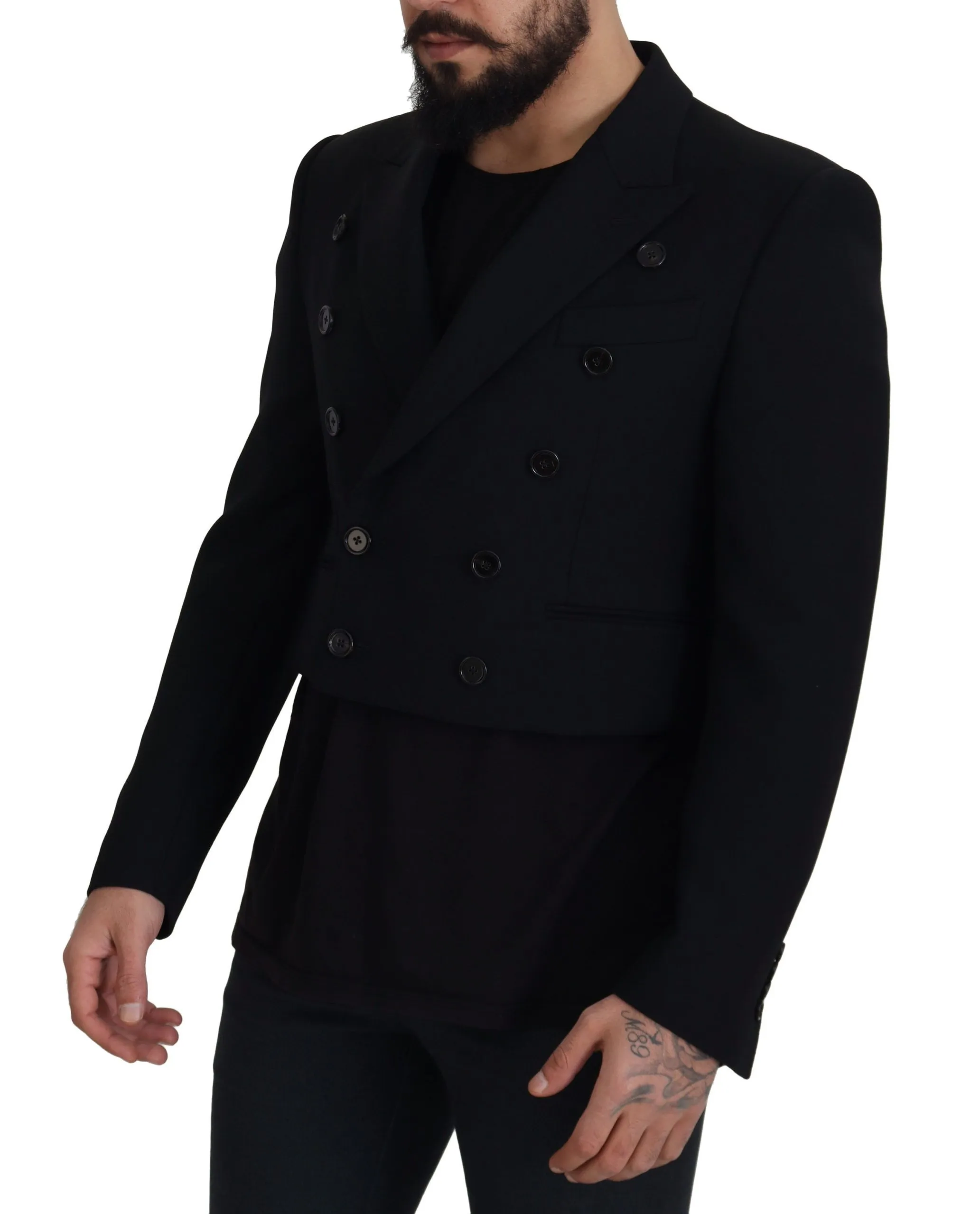 Dolce & Gabbana Men's Elegant Black Double Breasted Wool Jacket