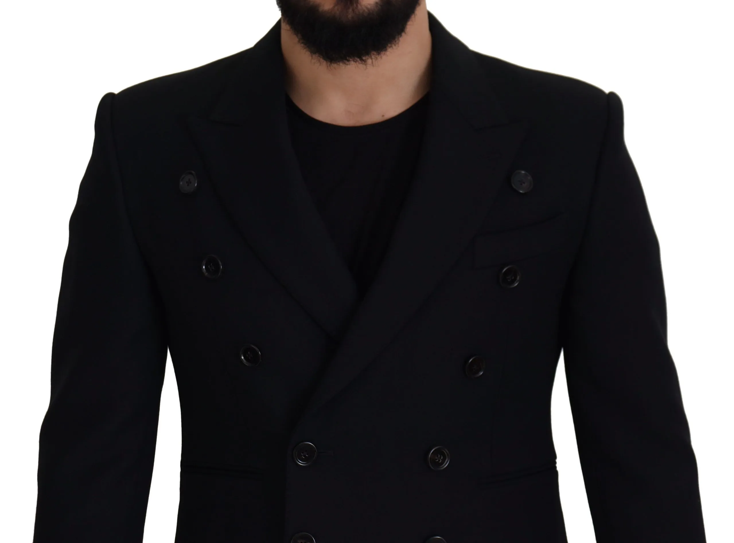 Dolce & Gabbana Men's Elegant Black Double Breasted Wool Jacket
