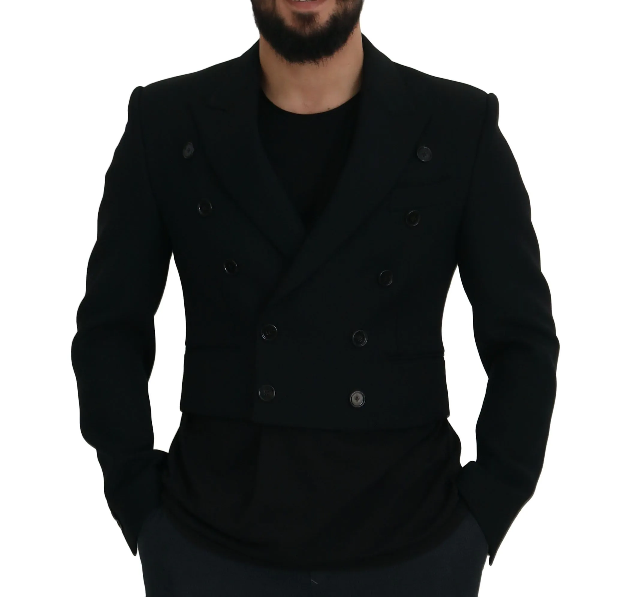 Dolce & Gabbana Men's Elegant Black Double Breasted Wool Jacket