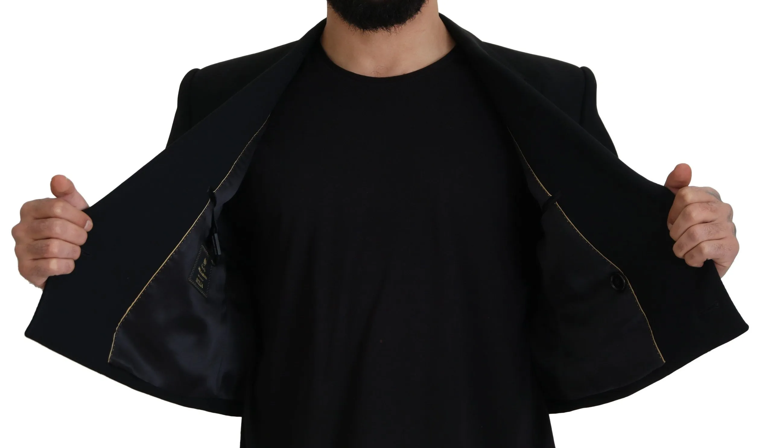 Dolce & Gabbana Men's Elegant Black Double Breasted Wool Jacket
