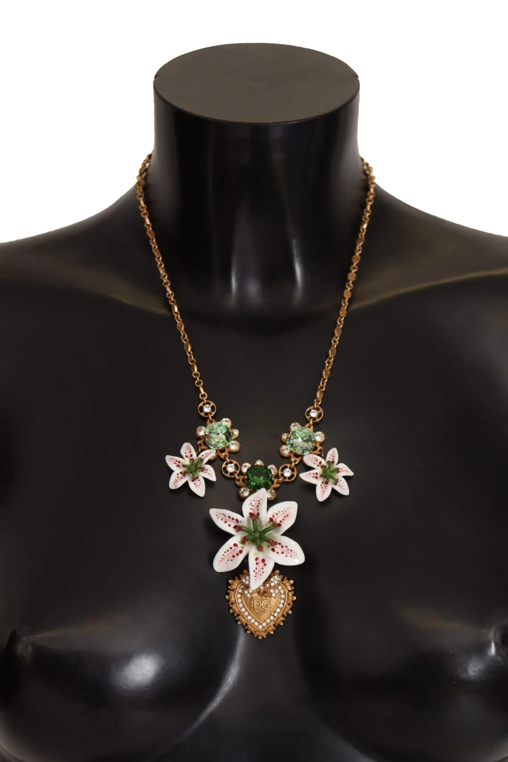 Dolce & Gabbana Elegant Amore Heart Floral Statement Necklace