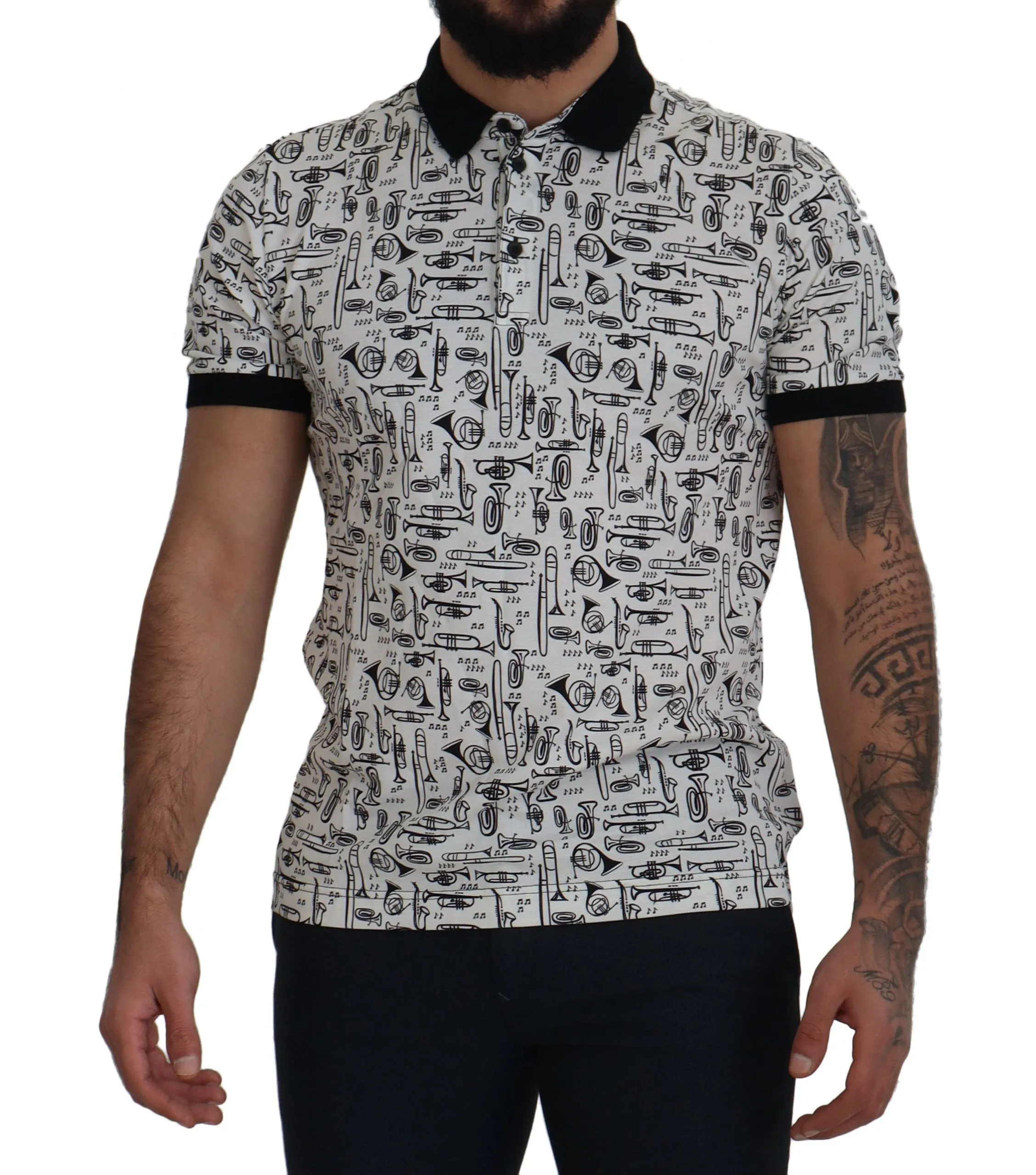 Dolce & Gabbana Men's Jazz Print Collared Polo Tee