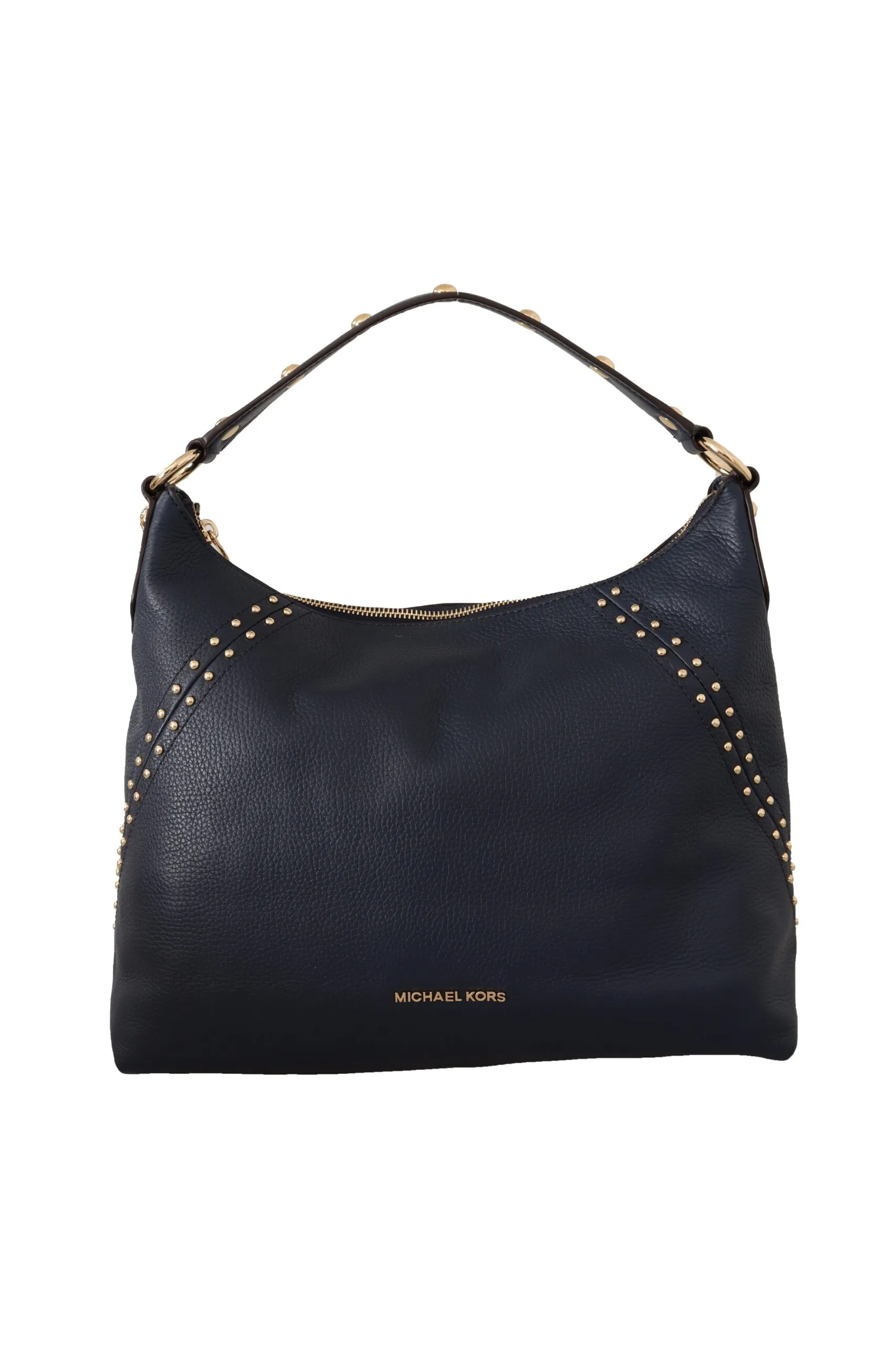 Michael Kors Women's Elegant Blue Leather Shoulder Bag with Gold Accents