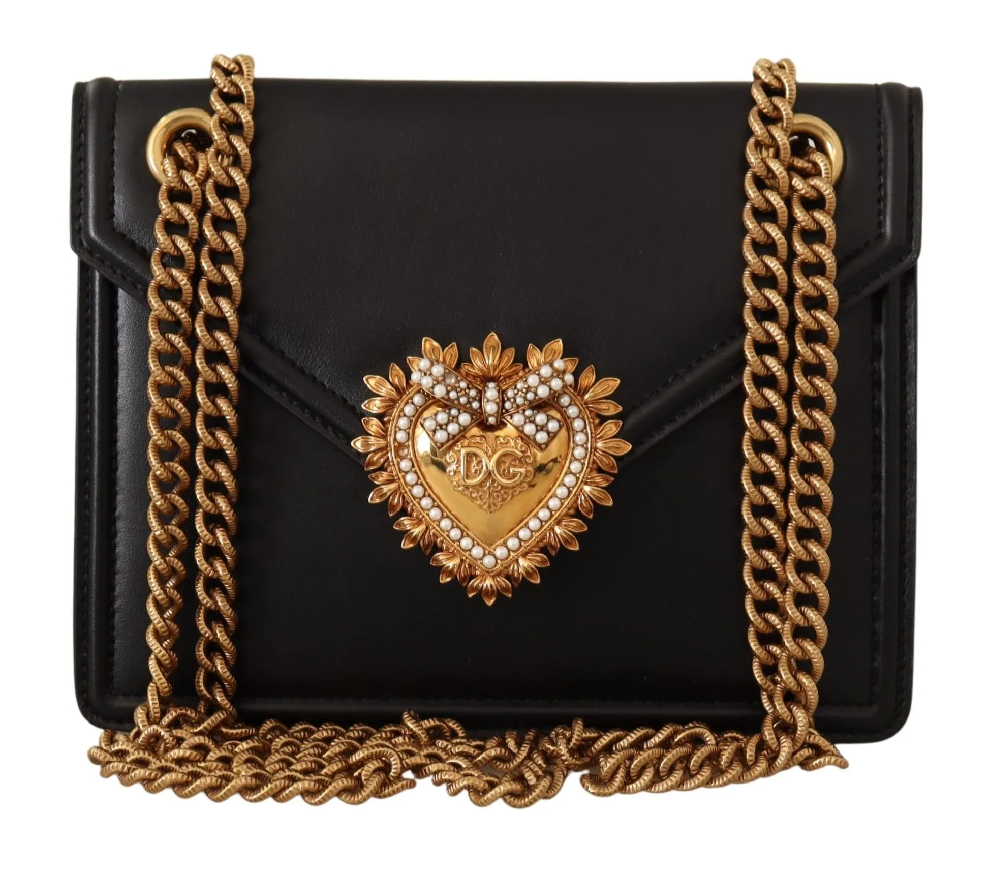 Dolce & Gabbana Women's Elegant Black Leather Devotion Shoulder Bag