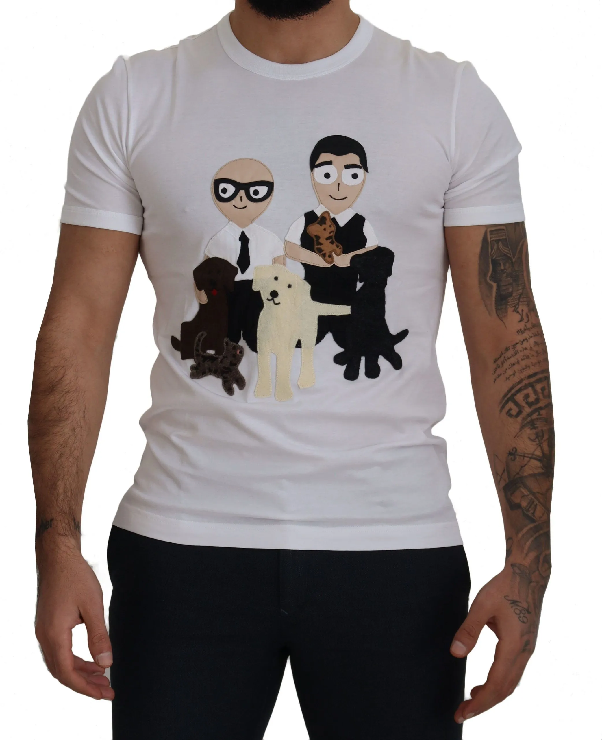 Dolce & Gabbana Men's Elegant White Cotton Crew Neck Tee