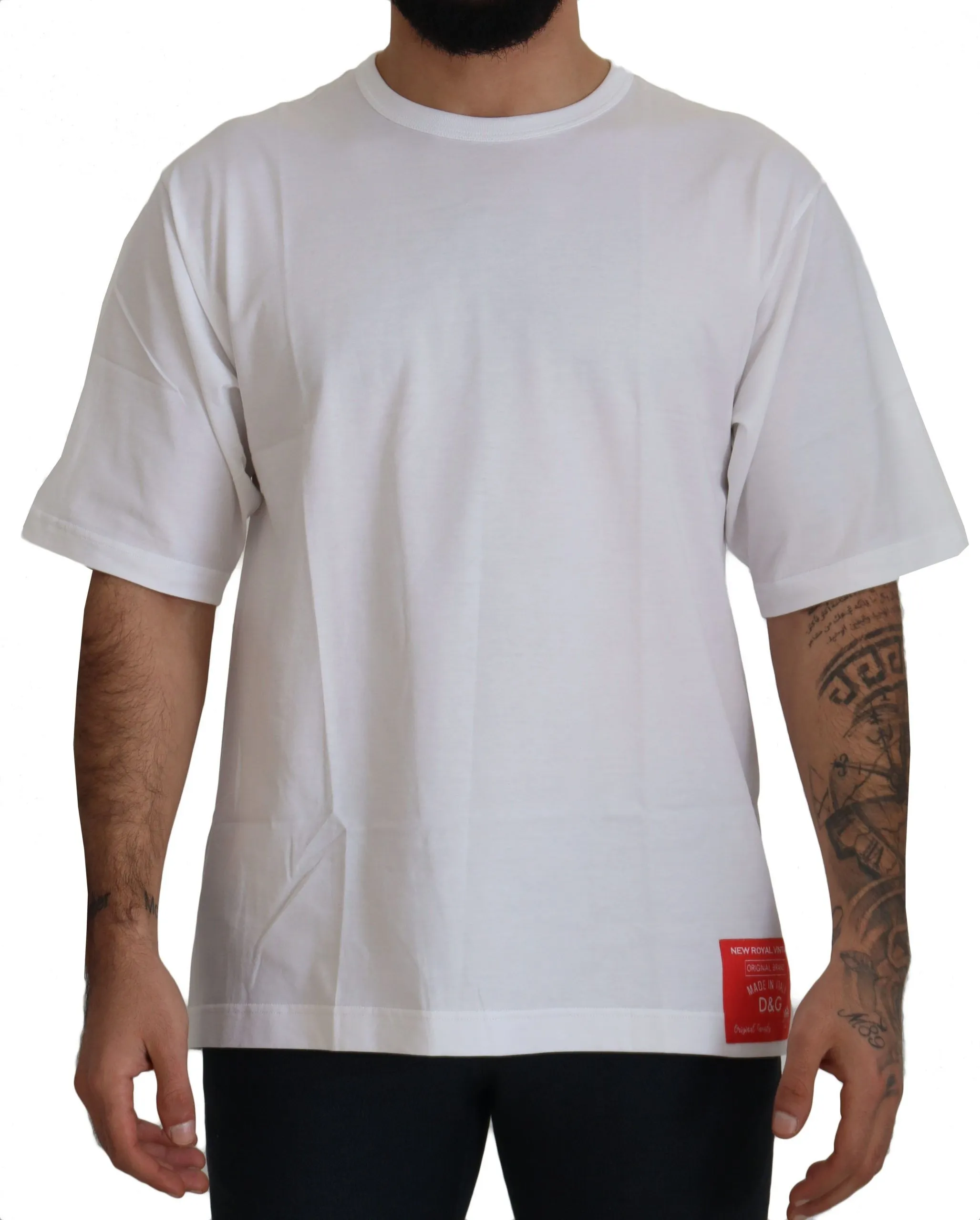 Dolce & Gabbana Men's Elegant White Cotton Crew Neck Tee