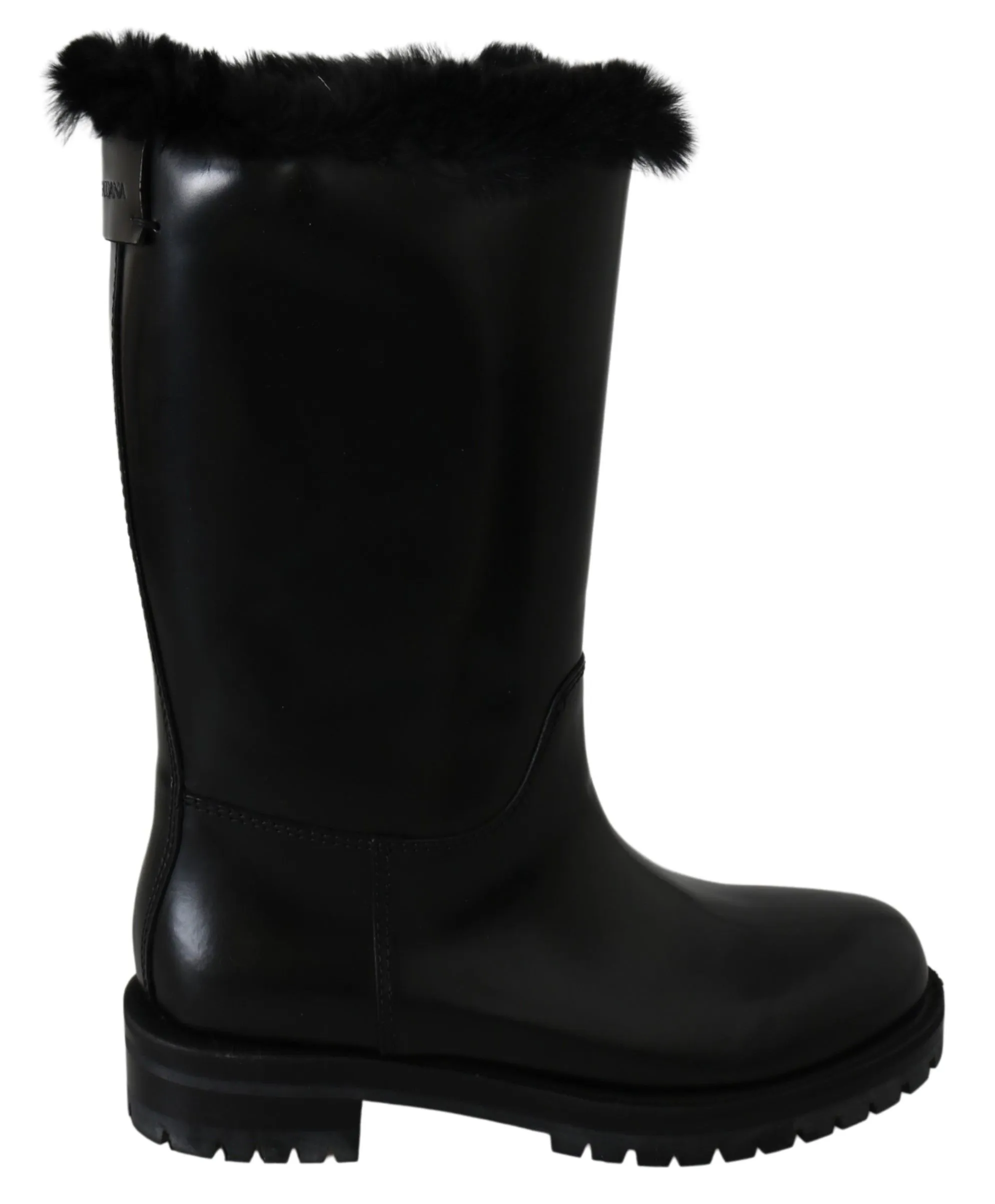 Dolce & Gabbana Women's Elegant Black Leather Flat Boots