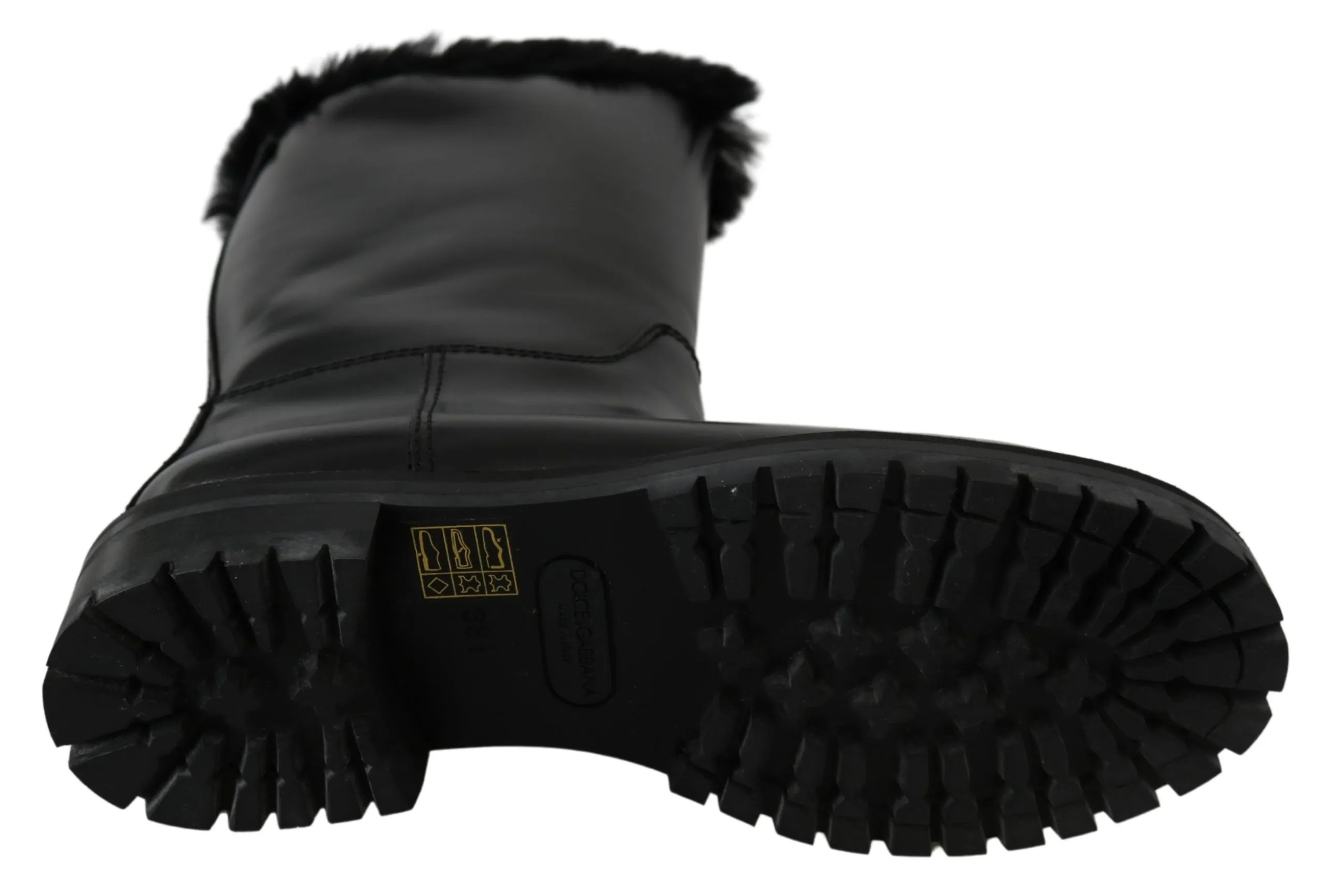 Dolce & Gabbana Women's Elegant Black Leather Flat Boots