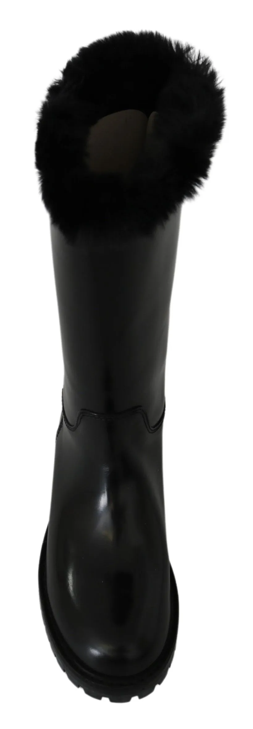Dolce & Gabbana Women's Elegant Black Leather Flat Boots