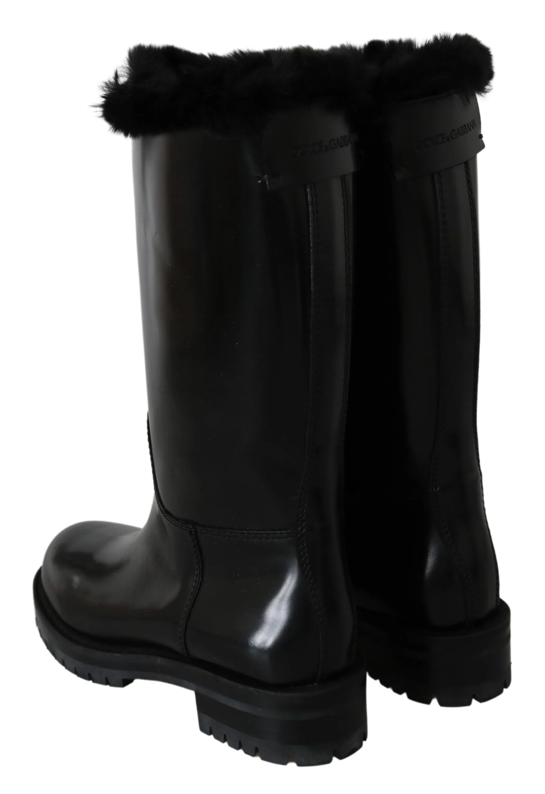 Dolce & Gabbana Women's Elegant Black Leather Flat Boots