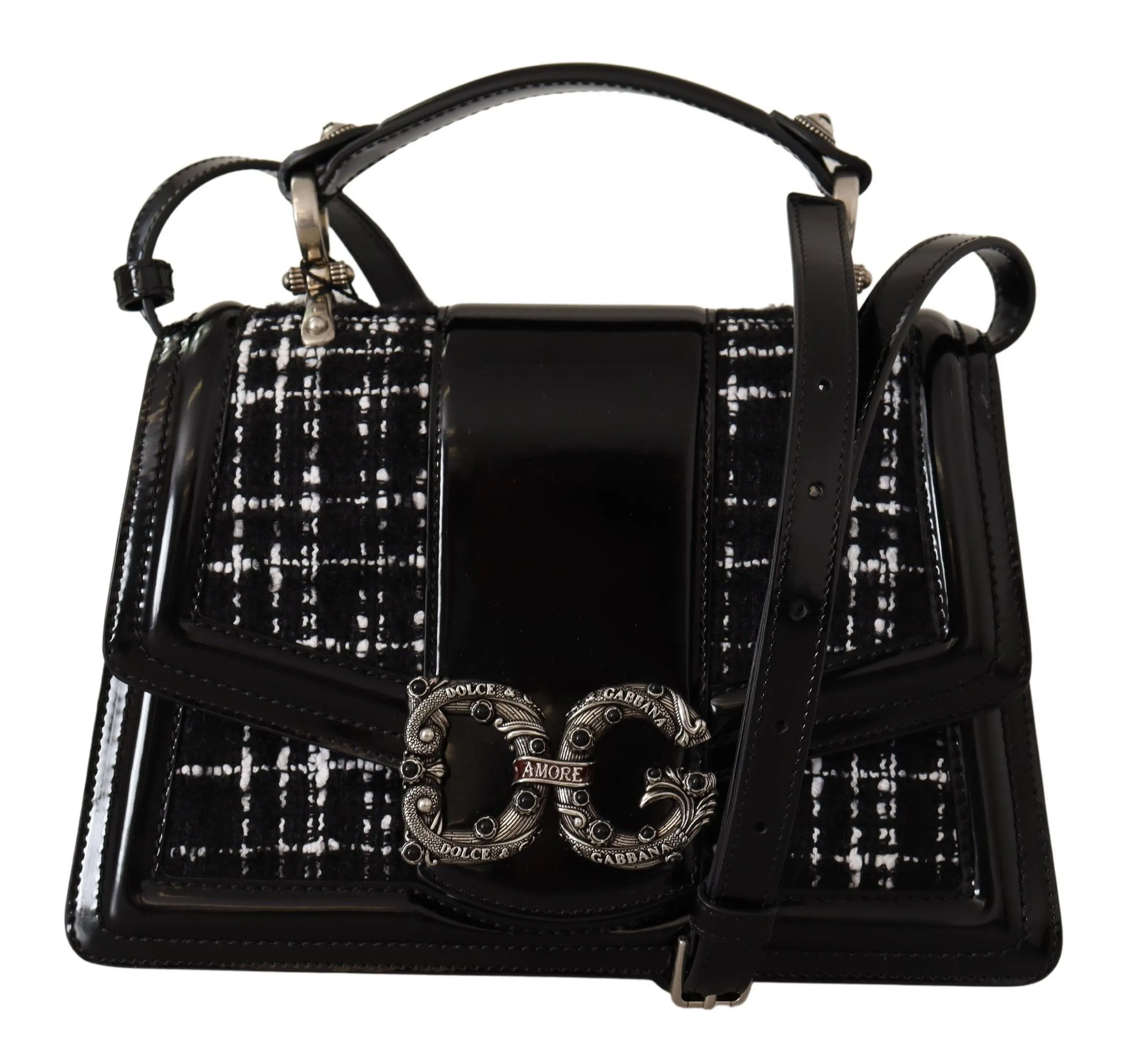 Dolce & Gabbana Women's Black Leather Medium AMORE Hand Shoulder Strap Bag