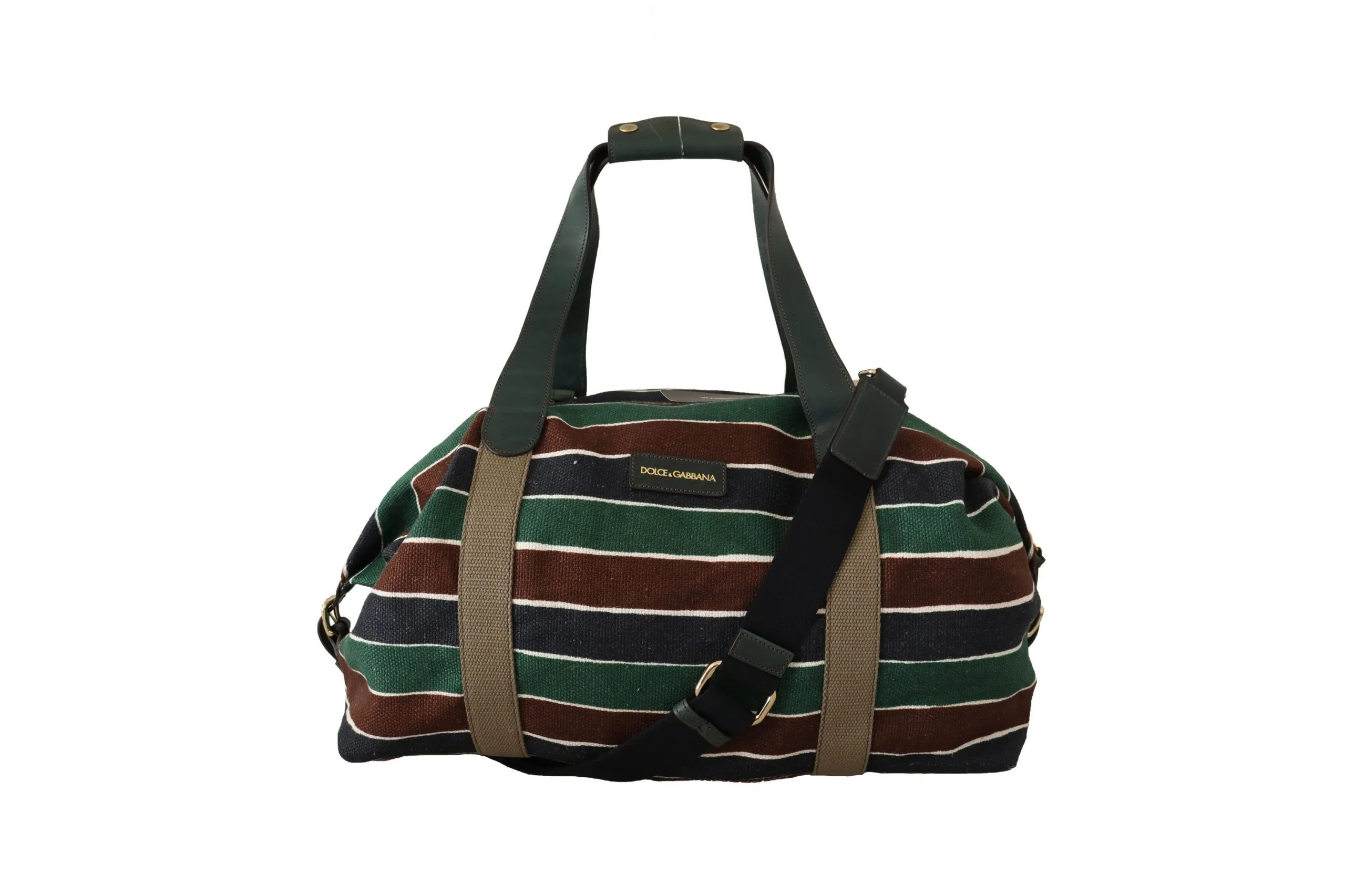 Dolce & Gabbana Men's Sophisticated Striped Linen-Leather Travel Bag