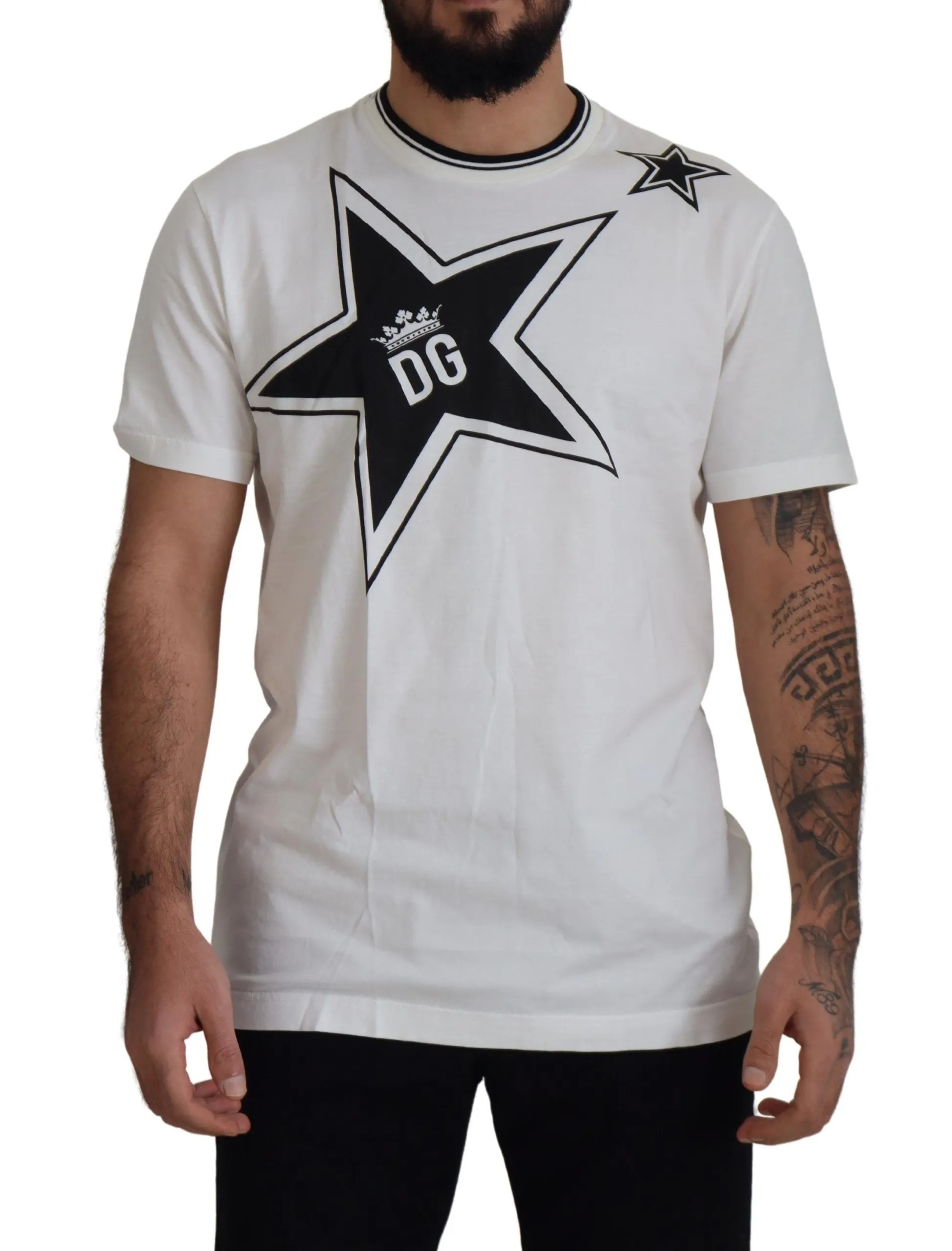 Dolce & Gabbana Men's Elegant Star-Printed Crew Neck Tee
