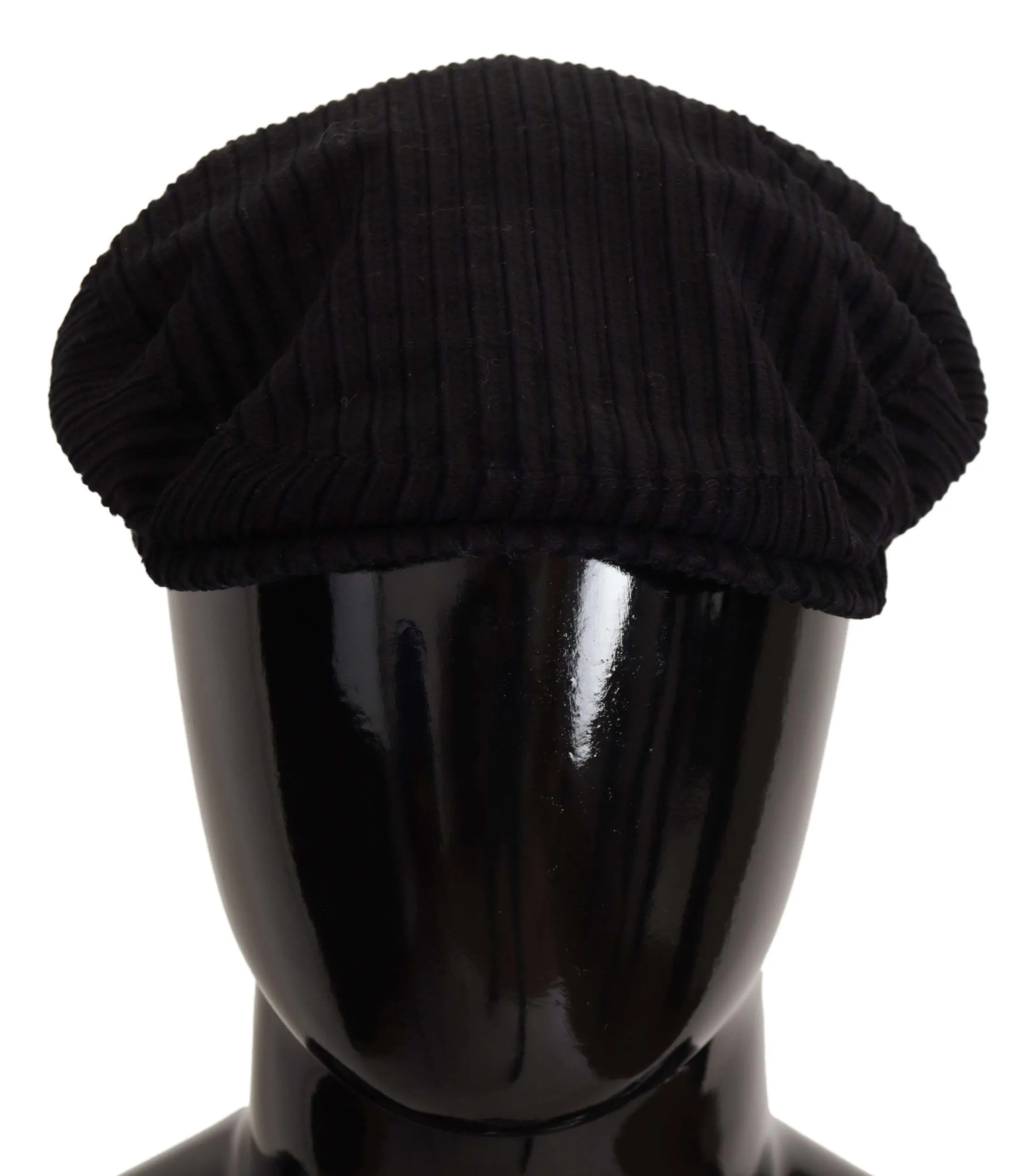 Dolce & Gabbana Men's Chic Black Corduroy Newsboy Cap