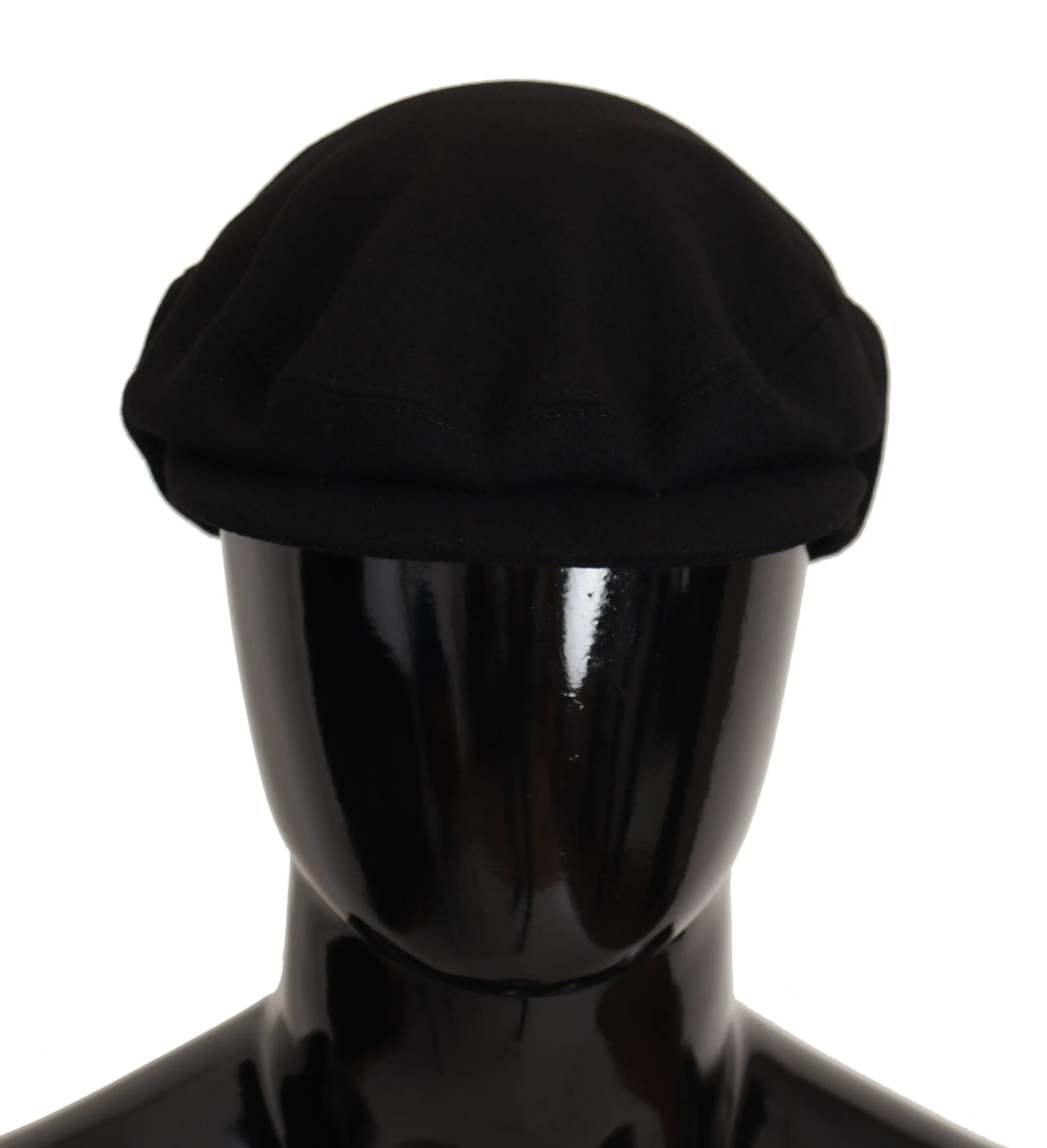 Dolce & Gabbana Men's Elegant Black Newsboy Cap in Virgin Wool Blend