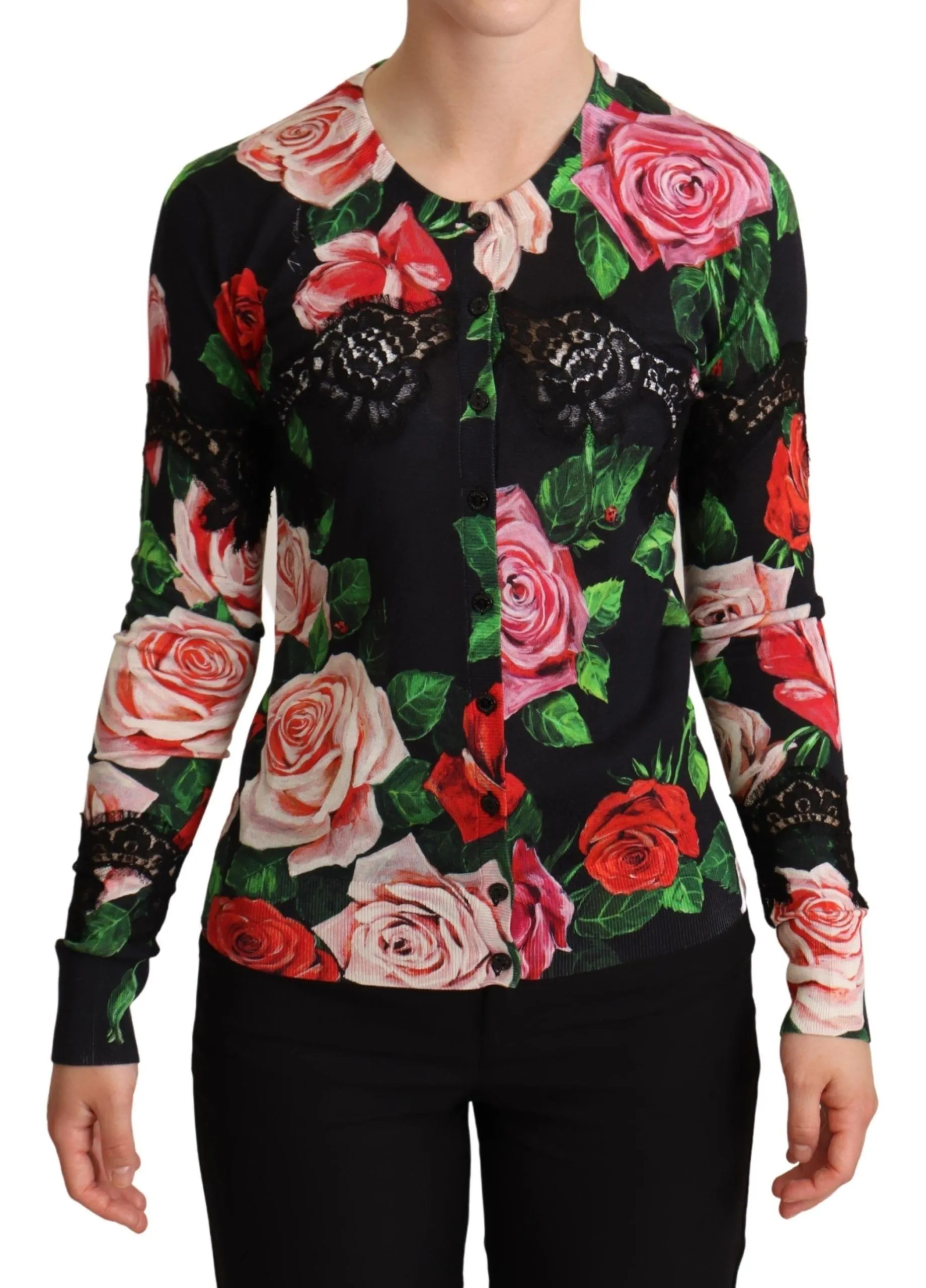 Dolce & Gabbana Women's Elegant Floral Silk Blend Cardigan