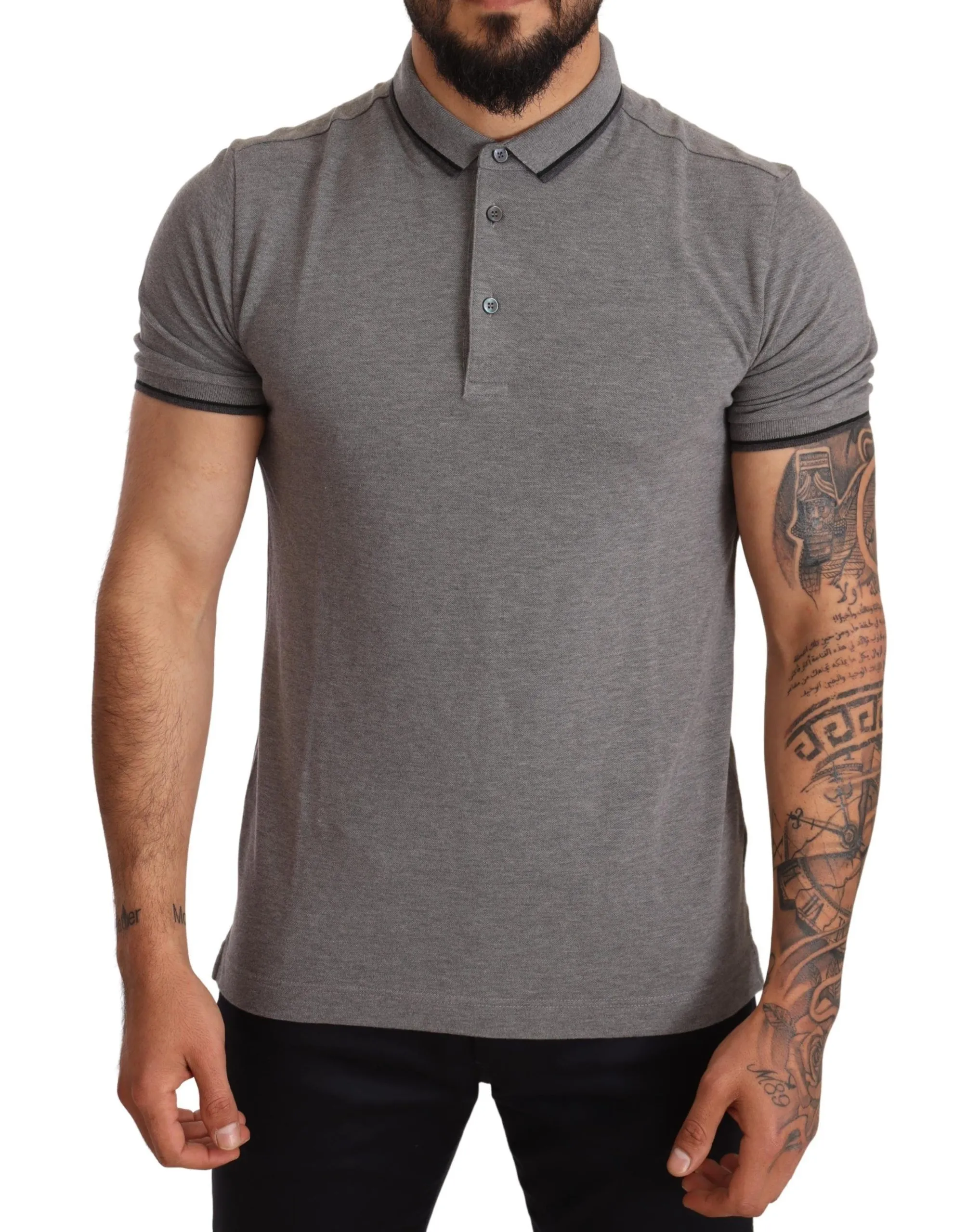 Dolce & Gabbana Men's Elegant Gray Cotton Polo Shirt