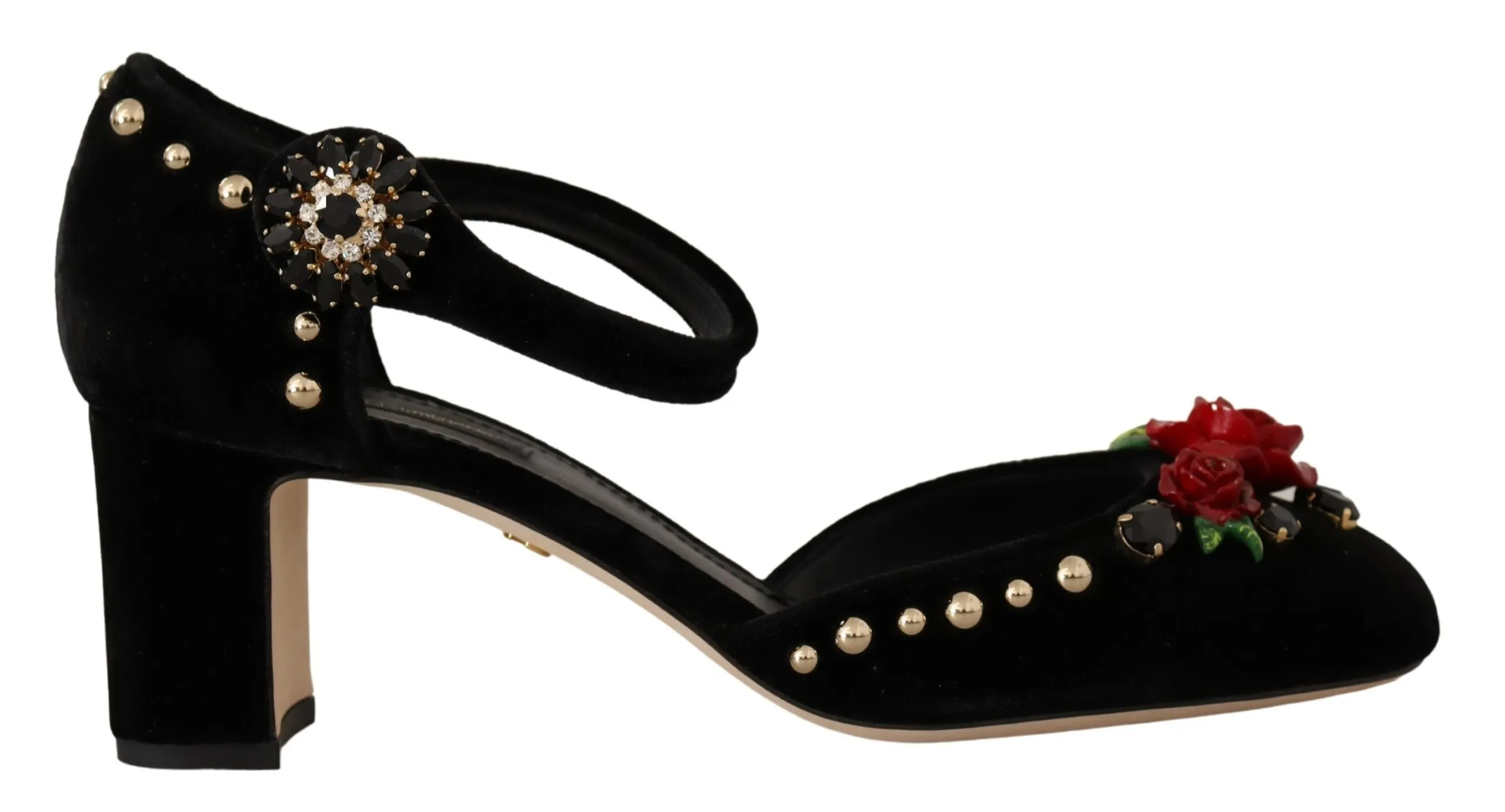 Dolce & Gabbana Women's Floral Embellished T-Strap Heels Sandals